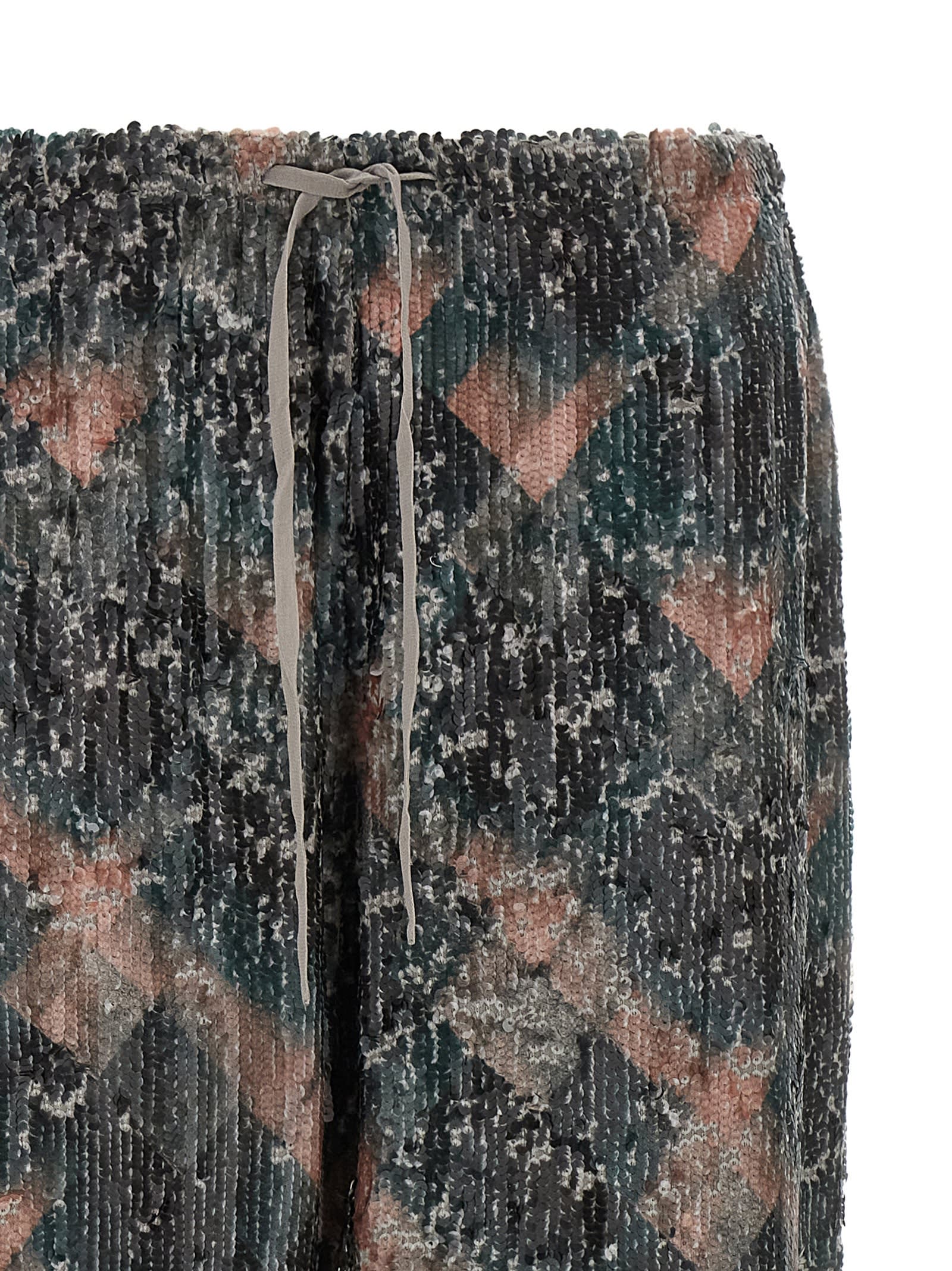 Dries Van Noten Waistband Pants Wide Leg Textured Fabric In Green
