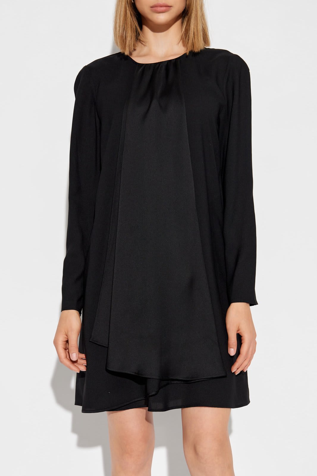 Shop Emporio Armani Long Sleeve Dress In Black