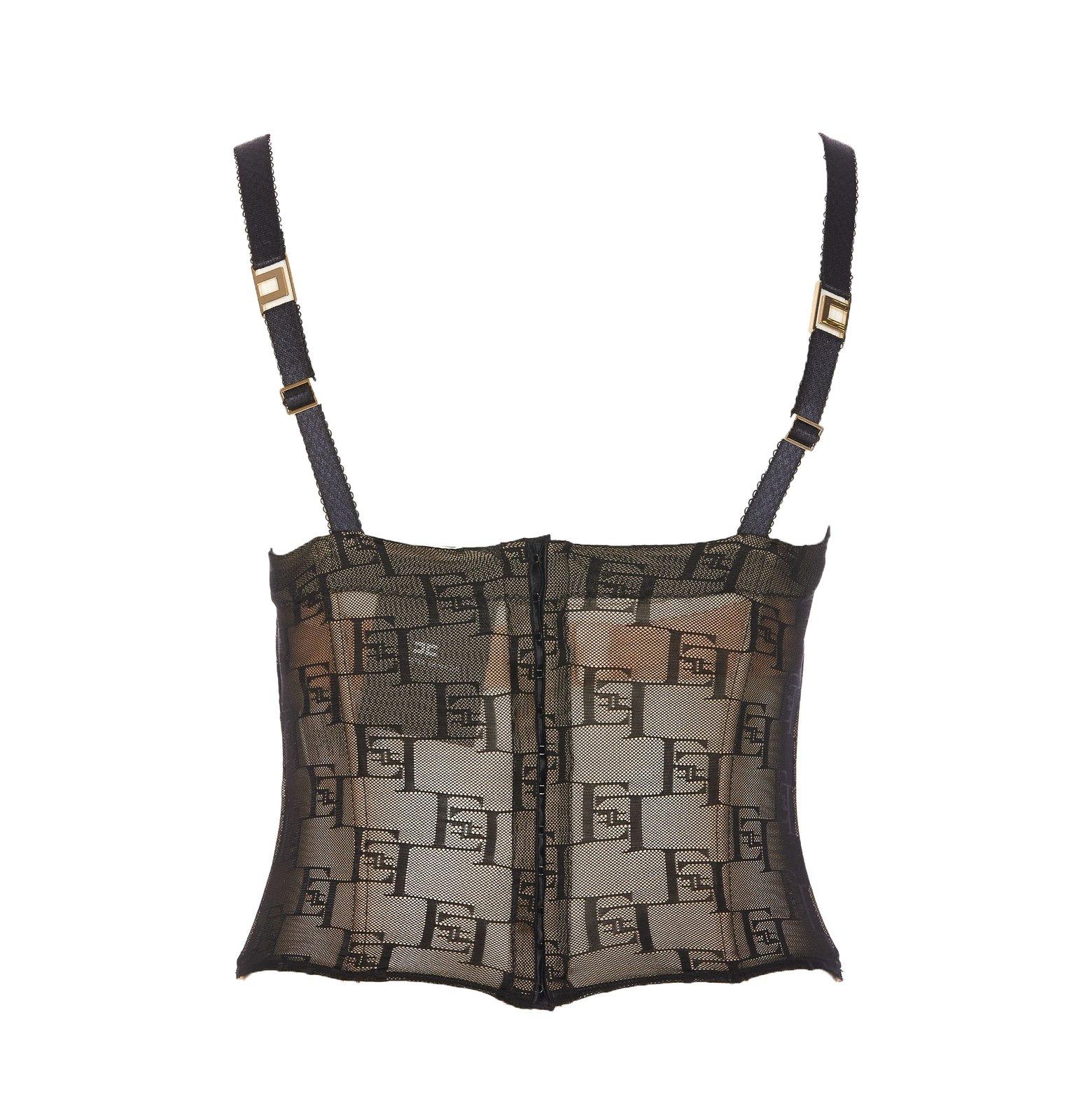 Elisabetta Franchi Logo-embroidered Bustier Top In 110nero