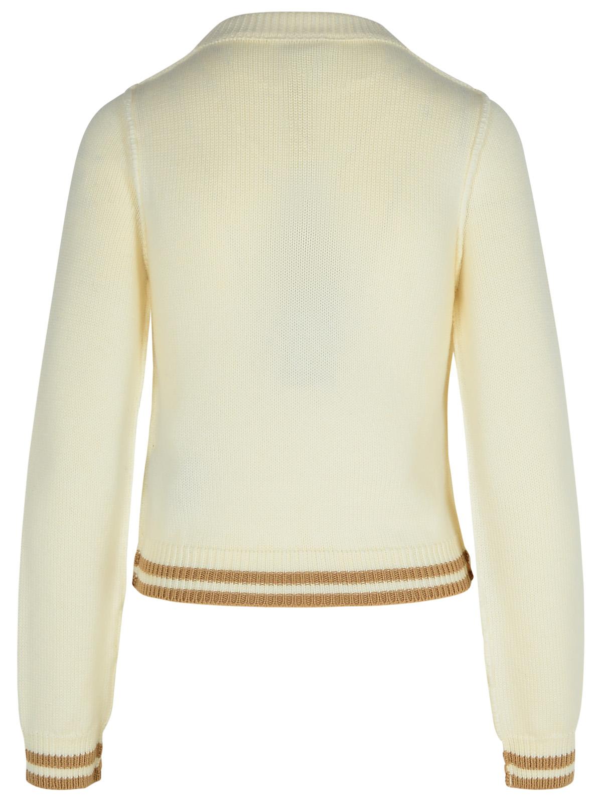 Shop Palm Angels Bear Cream Wool Sweater