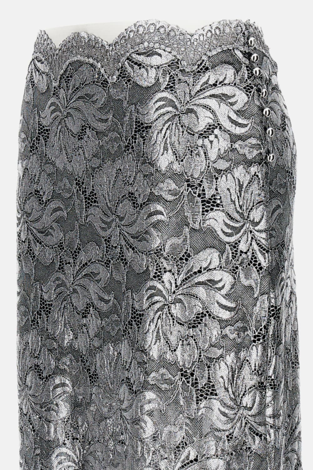 Rabanne Lacquered Transparent Lace Maxi Skirt In Gray