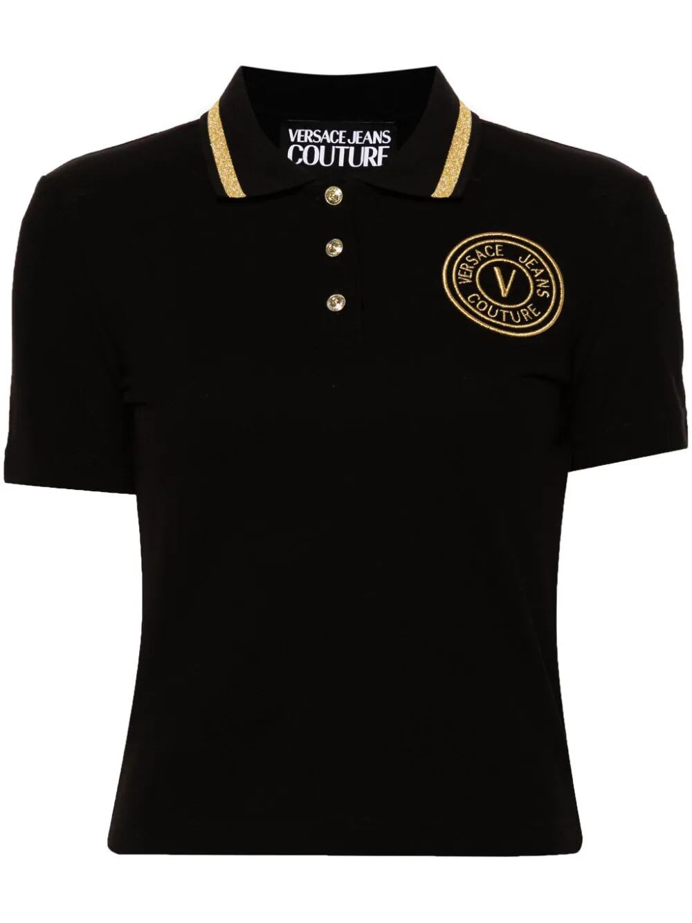Shop Versace Jeans Couture Polo In Black Gold
