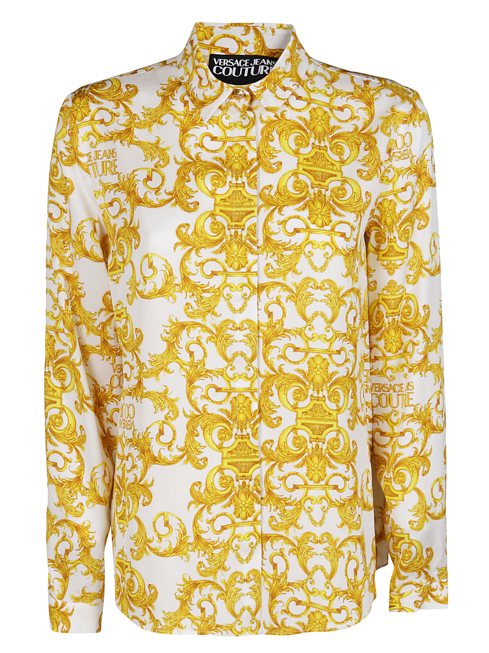 Versace Jeans Couture White And Gold Viscose Shirt