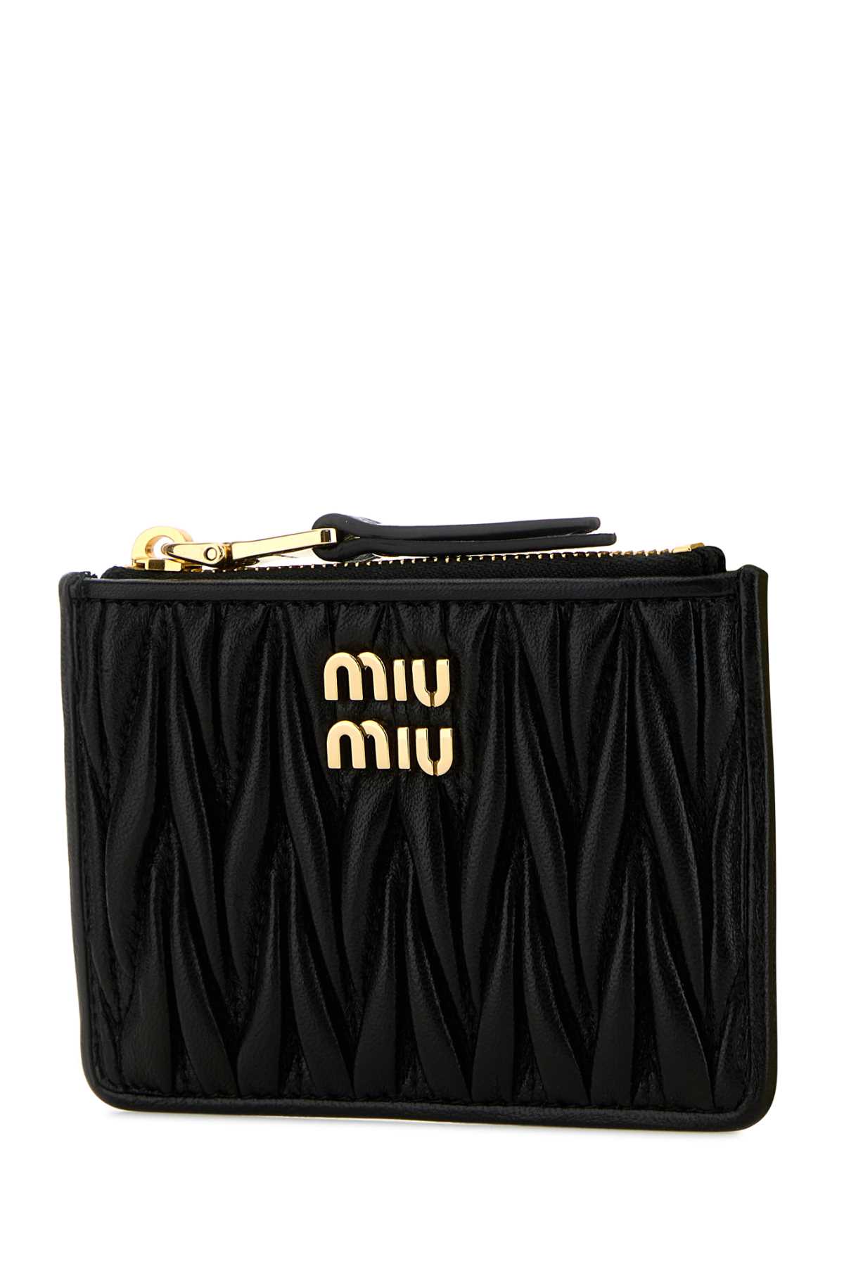 Shop Miu Miu Black Nappa Leather Card Holder In Nero