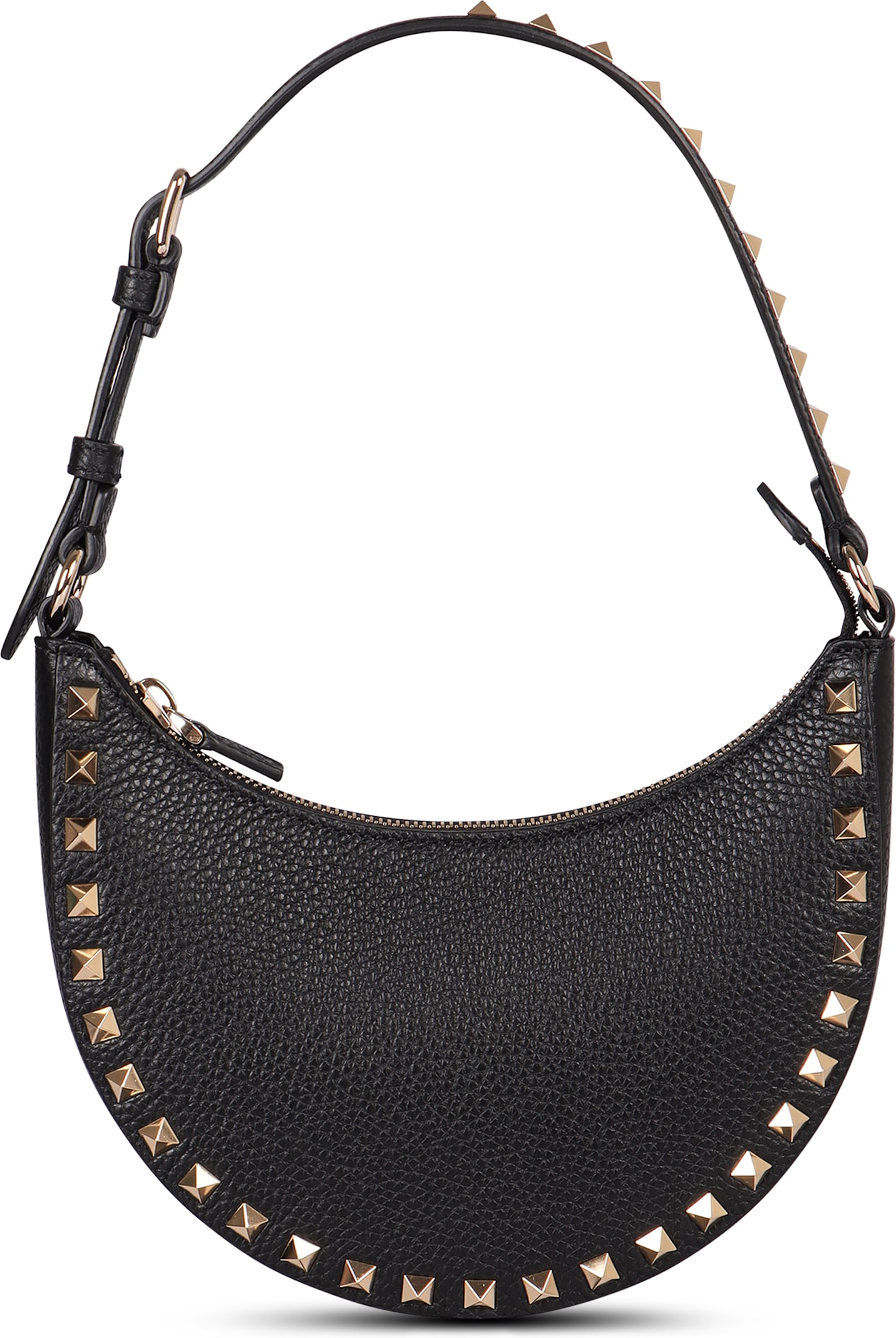 Valentino Rockstud Mini Leather Hobo Bag In Black