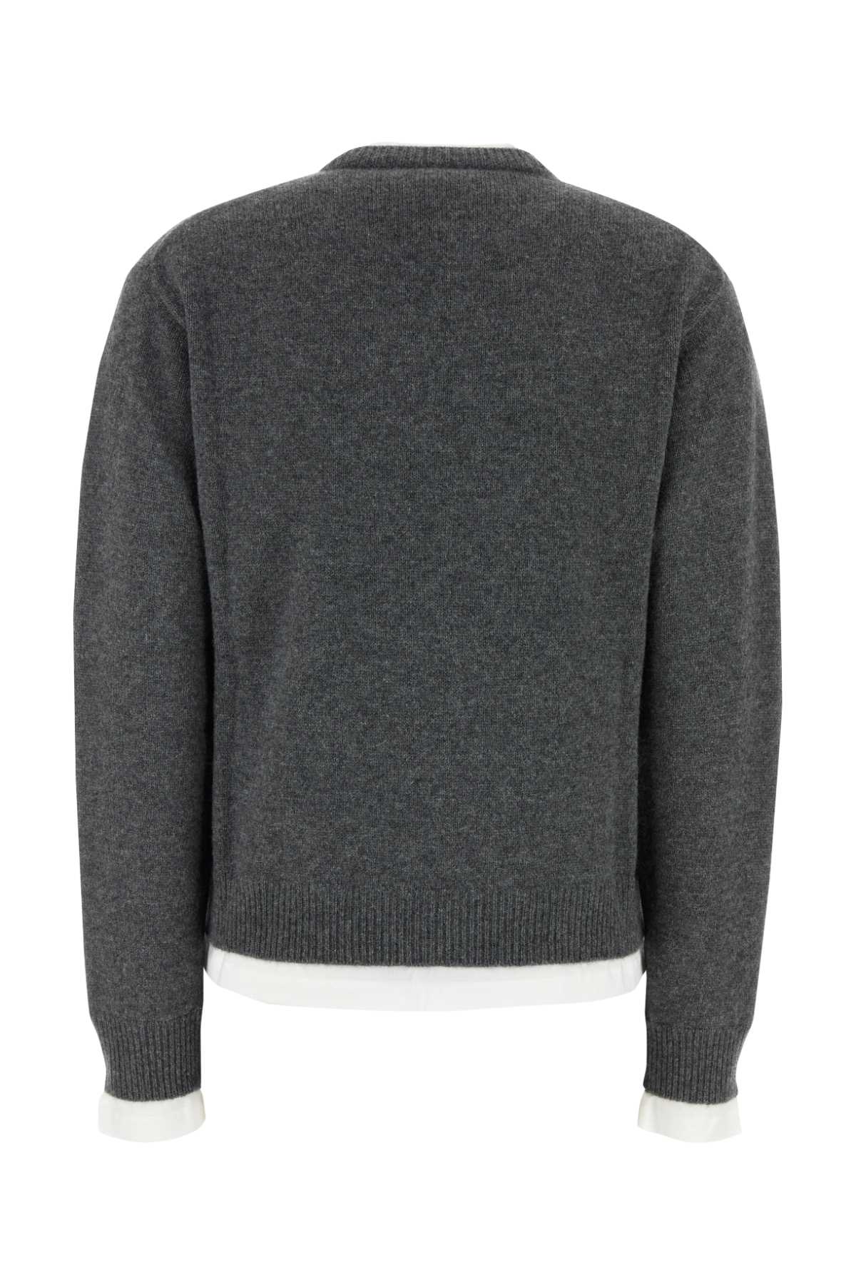 Miu Miu Cashmere Sweater With Contrasting Inserts In Gray