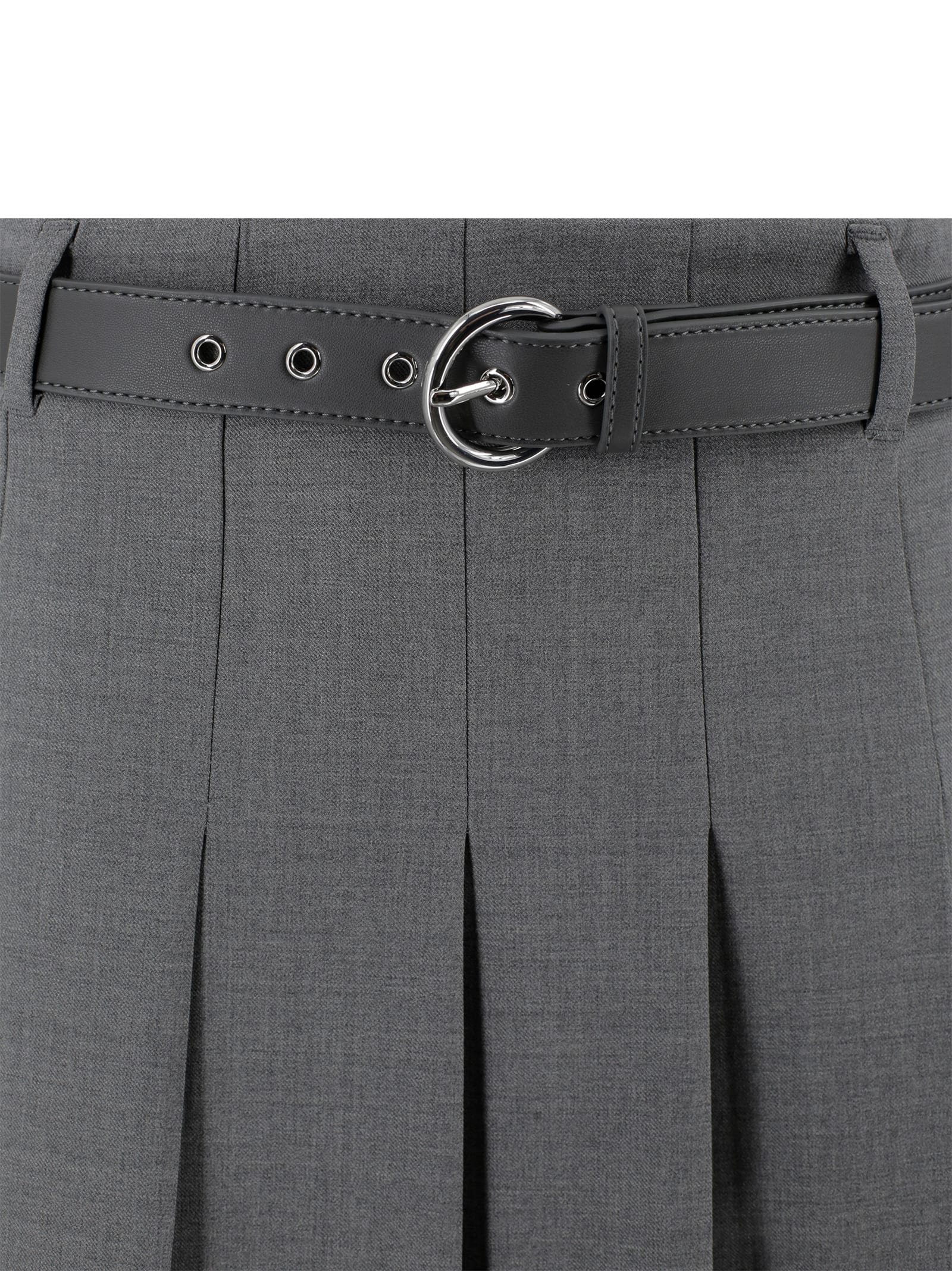 Max Mara Pleated Wool Skirt In Gray