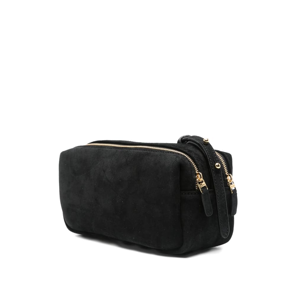 Elleme Mini Trousse Suede Zip-top Shoulder Bag In Black