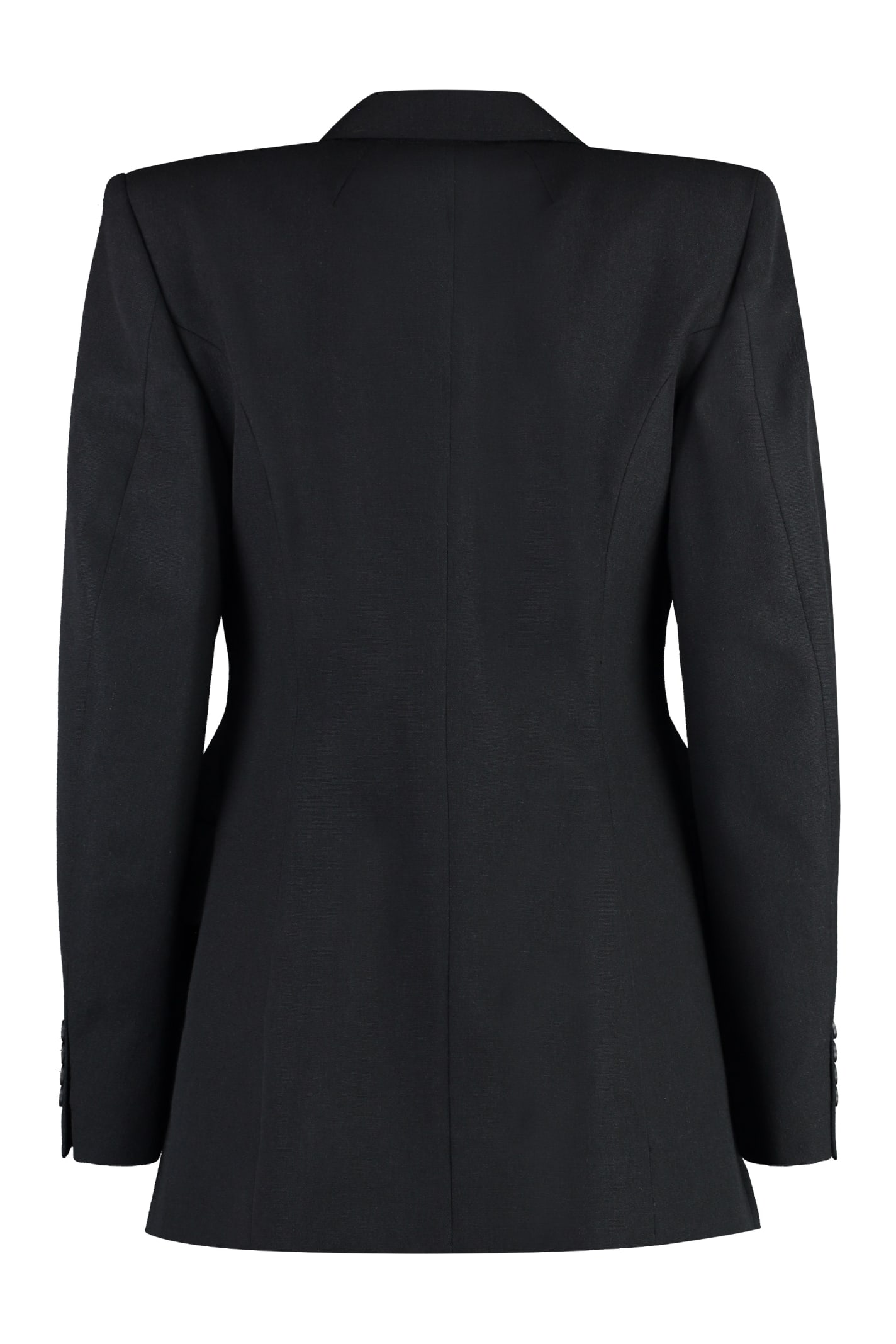 Shop Balenciaga Double-breasted Wool Blazer In Black