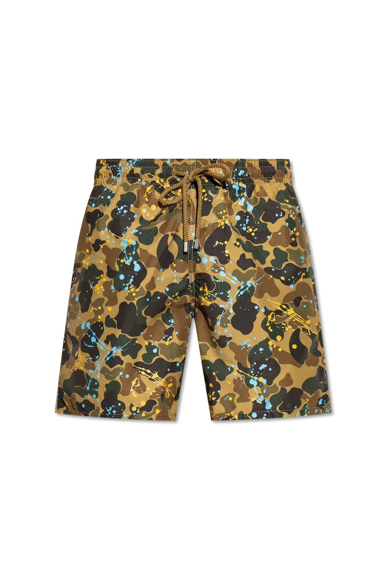 Palm Angels Elastic Waist Swimming Trunks In Brown