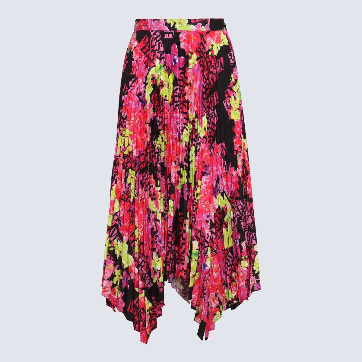 Shop Versace Black, Pink And Green Skirt