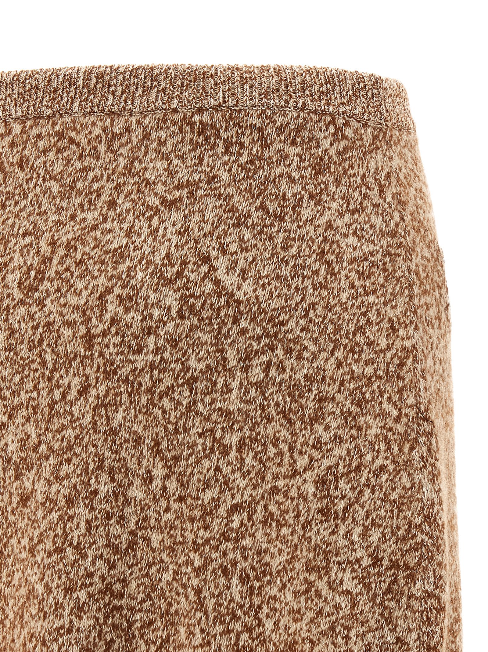 Versace Minigonna In Misto Lana Vergine Bicolor Donna In Brown