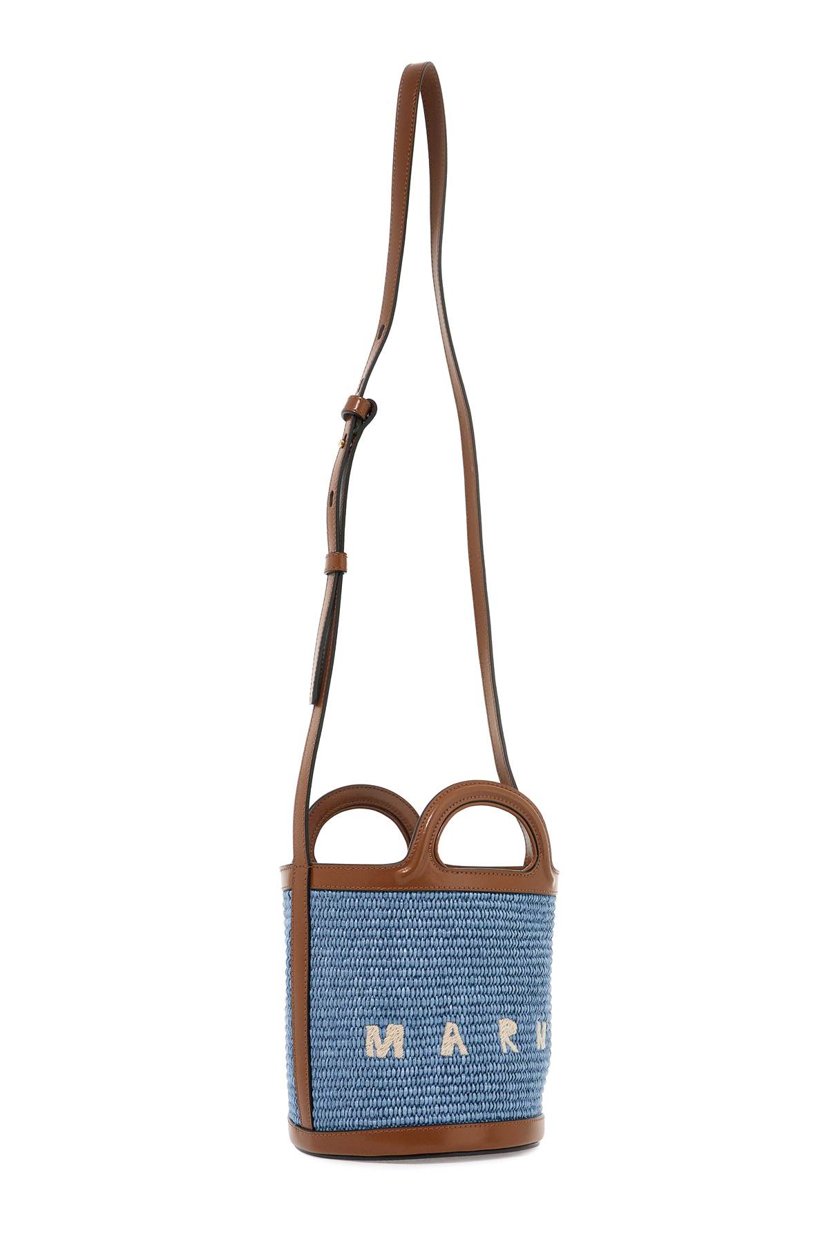 Shop Marni Raffia Tropicalia Bucket Bag In Opal Moca (light Blue)