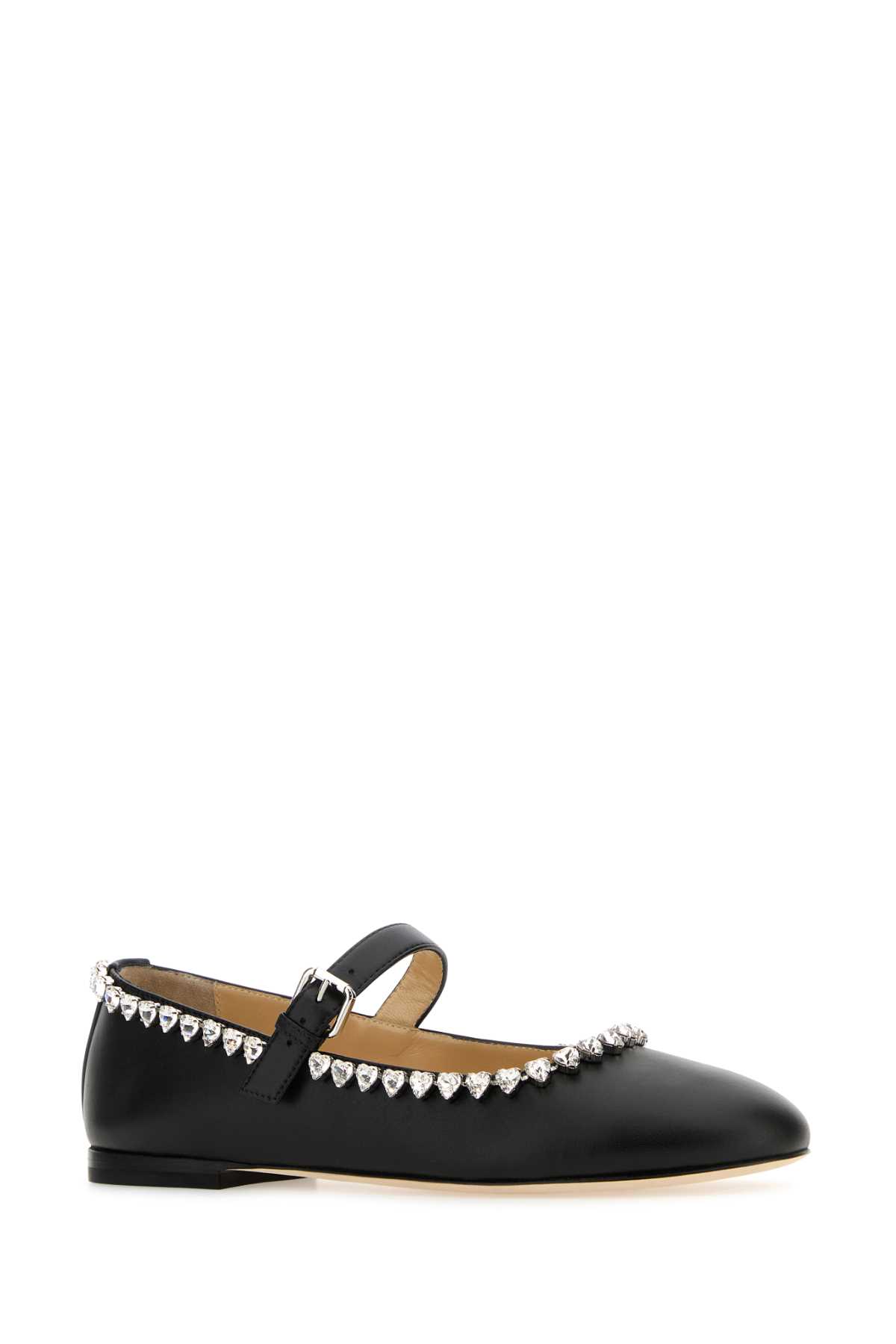 Shop Mach &amp; Mach Black Nappa Leather Audrey Ballerinas