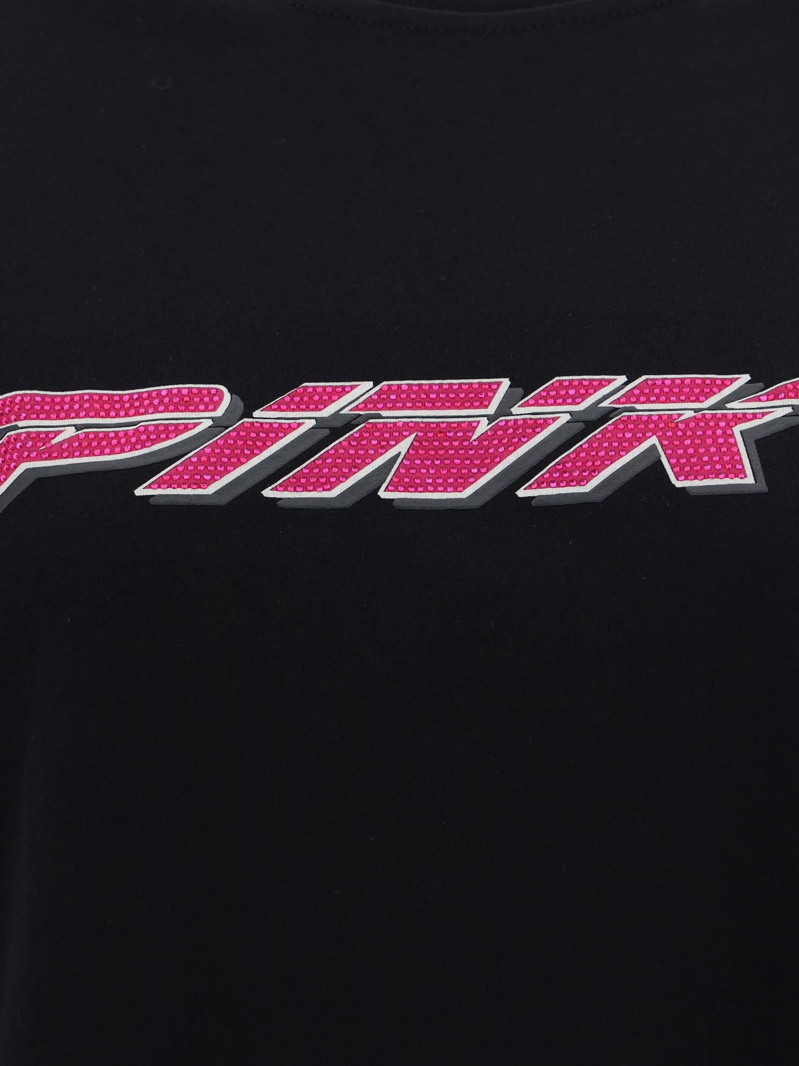 Shop Pinko Telesto T-shirt In Nero/fuxia