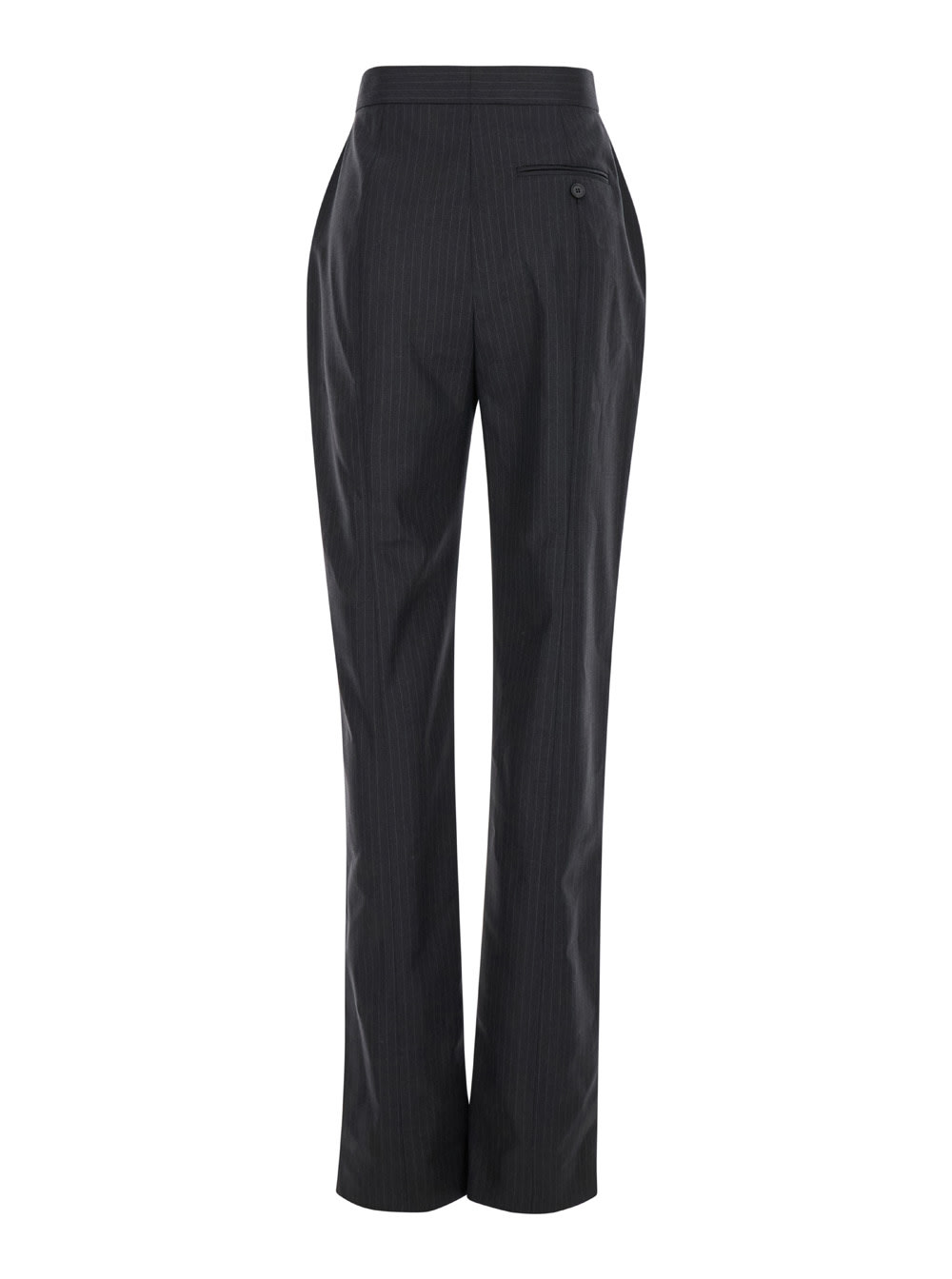 Shop Alexander Mcqueen Grey Pinstripe High Waist Pants In Wool Woman