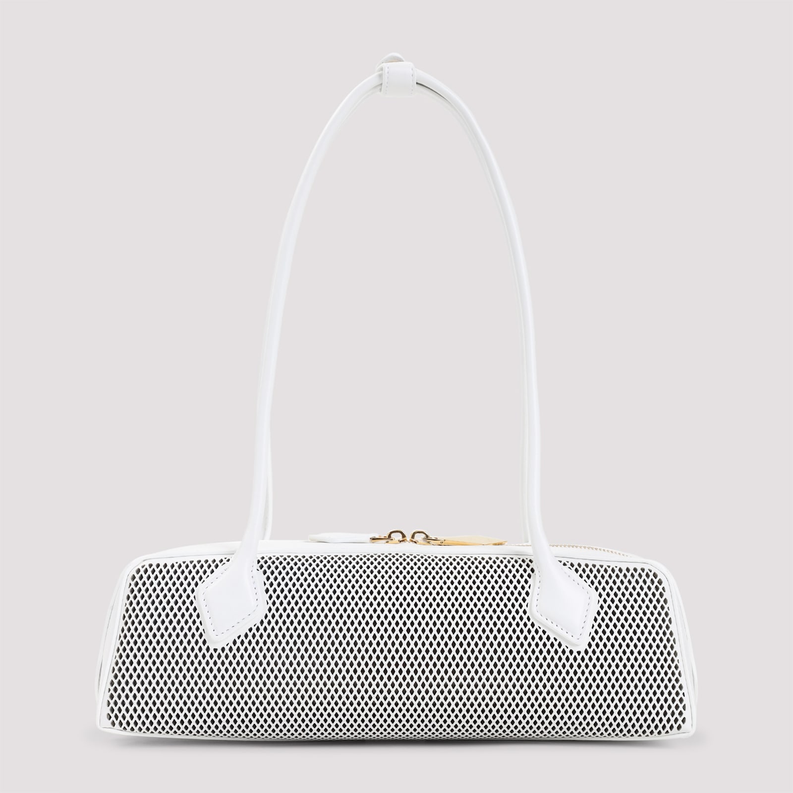Alaïa Womens Blanc Optique Le Teckel Fishnet Medium Leather Shoulder Bag In White