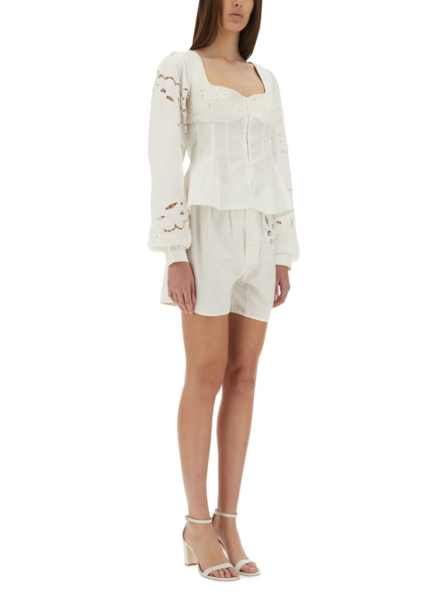 Marine Serre Upcycled Linen Shorts In White