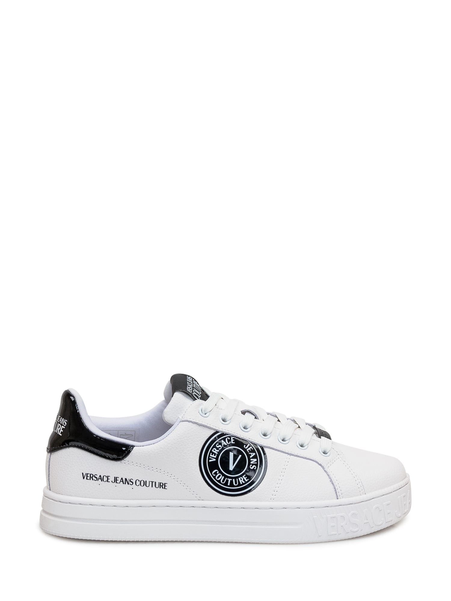 Shop Versace Jeans Couture Court 88 V-emblem Sneaker In White/black