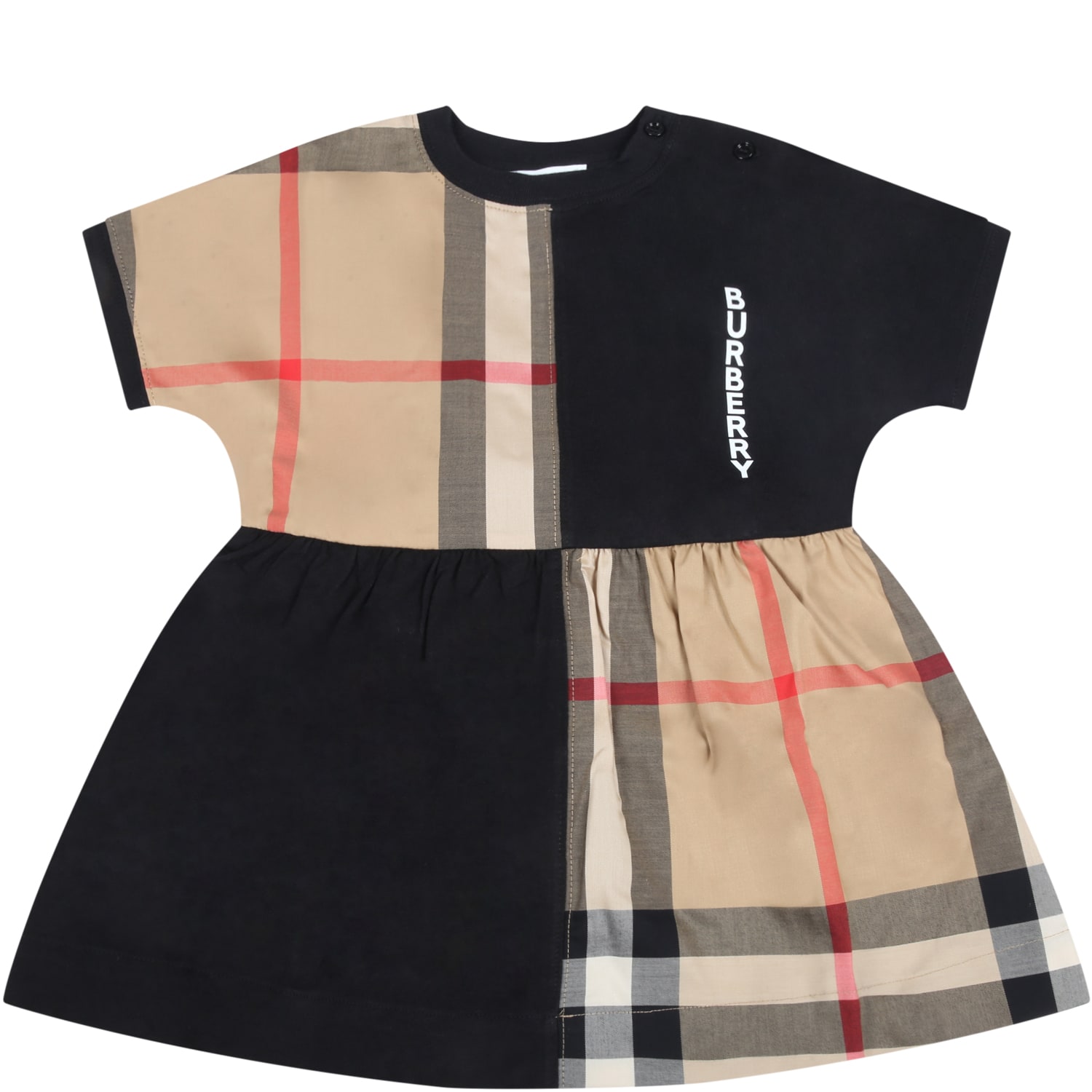 Burberry Black Dress For Baby Girl With Logo