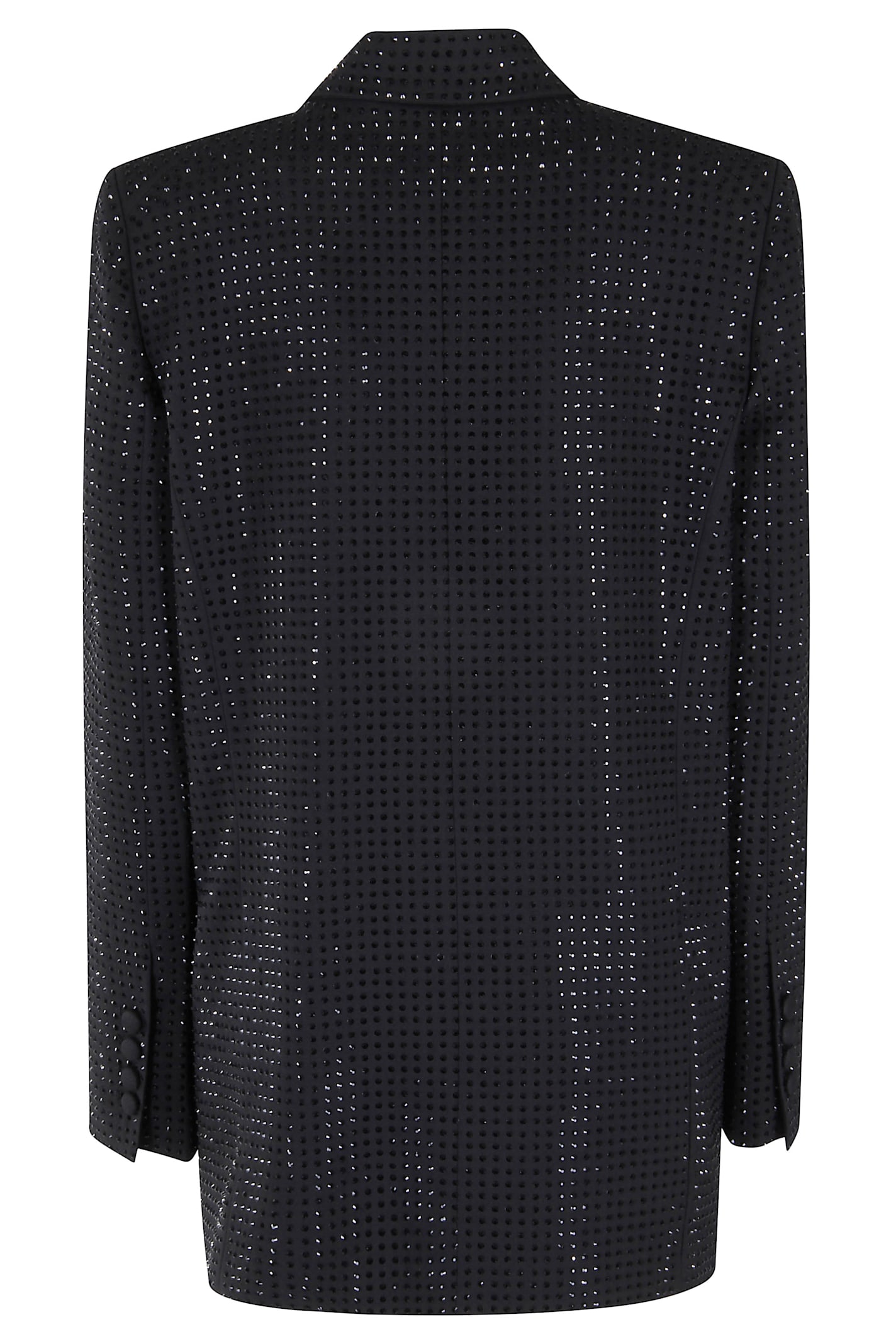 Pinko Oversized Double-breasted Blazer With Rhinestones In Black