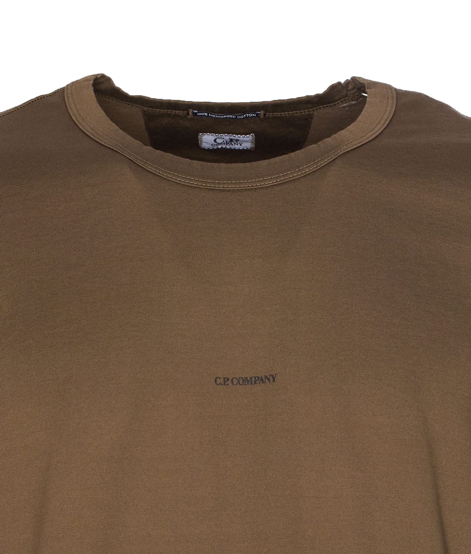 C.p. Company Crewneck Short Sleeve T-shirt Regular Fit In Brown