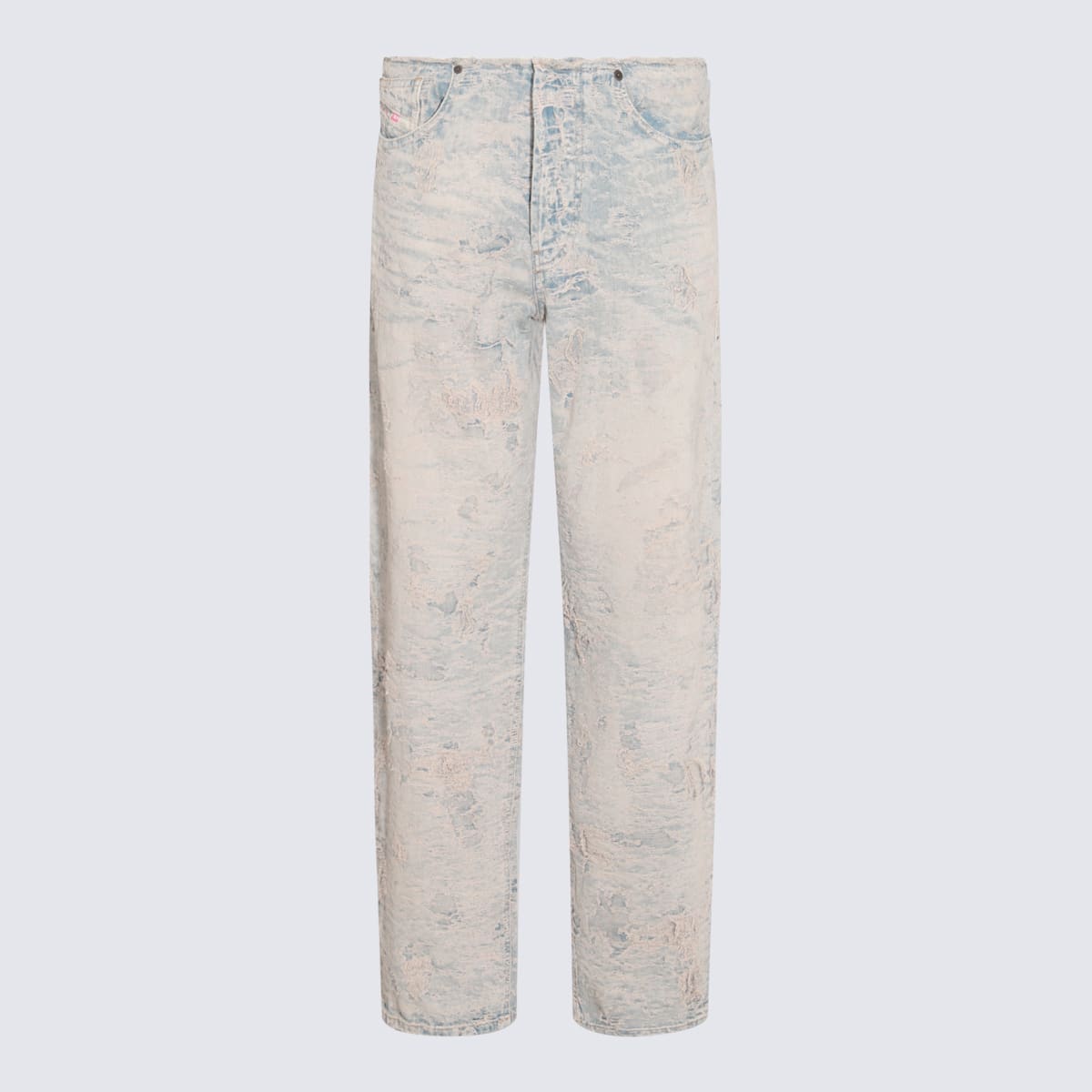 Shop Diesel Light Blue Cotton Jeans In Bleached