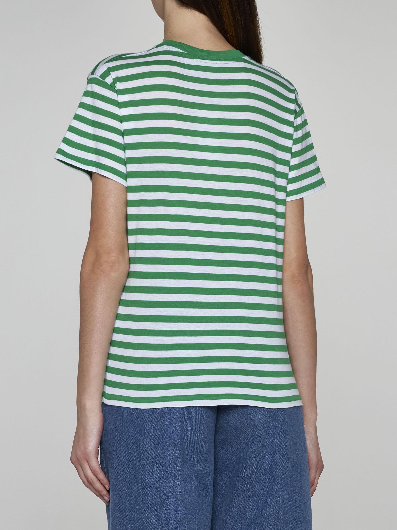Shop Ralph Lauren Striped Cotton T-shirt In Preppy Green White