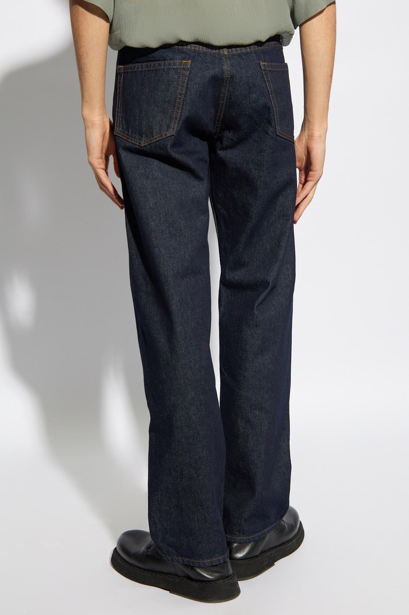 Shop Dries Van Noten Jeans With Straight Legs In Indigo