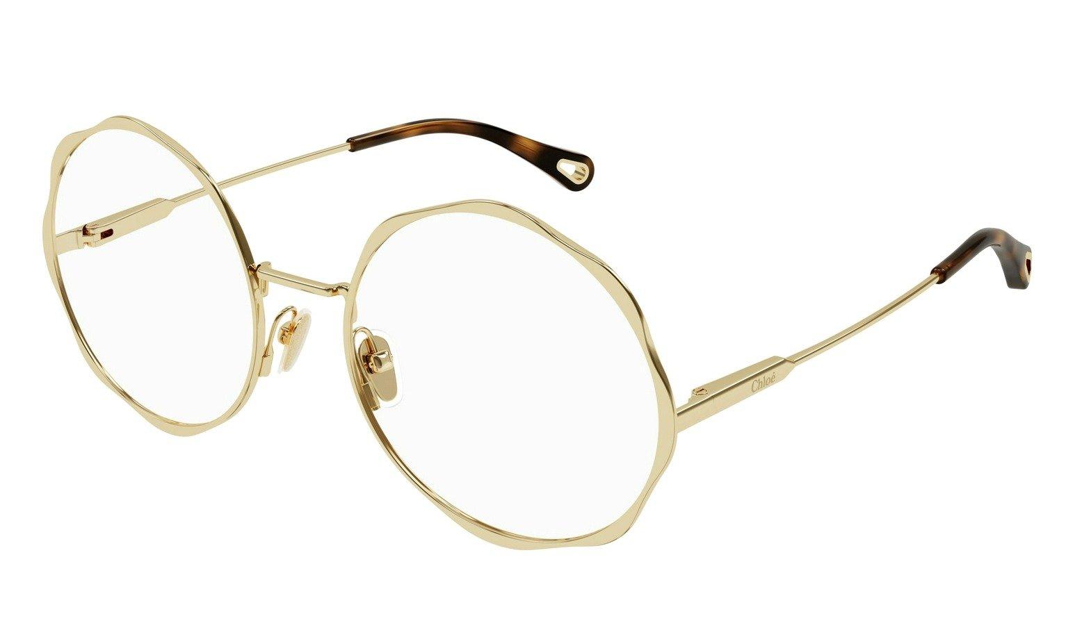 Shop Chloé Round Frame Glasses In 001 Gold Gold Transparent