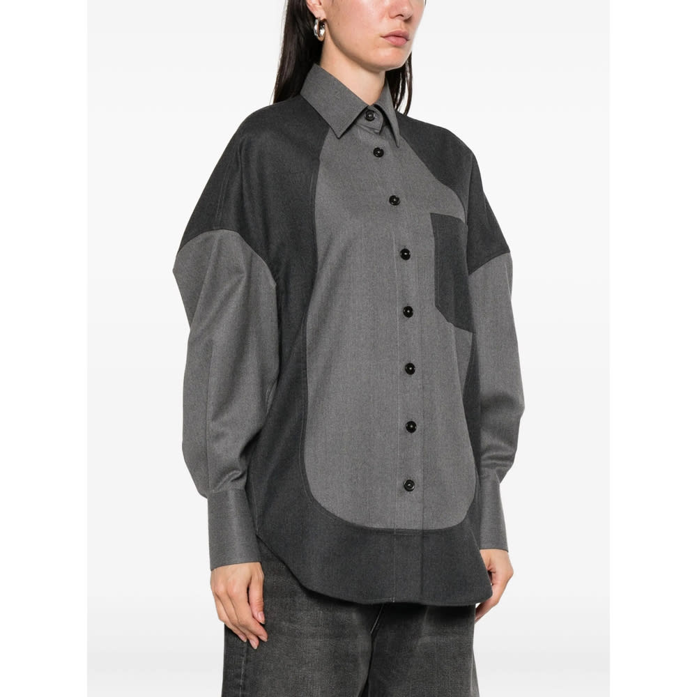 Stella Mccartney Panelled Oversized Shirt In Gray