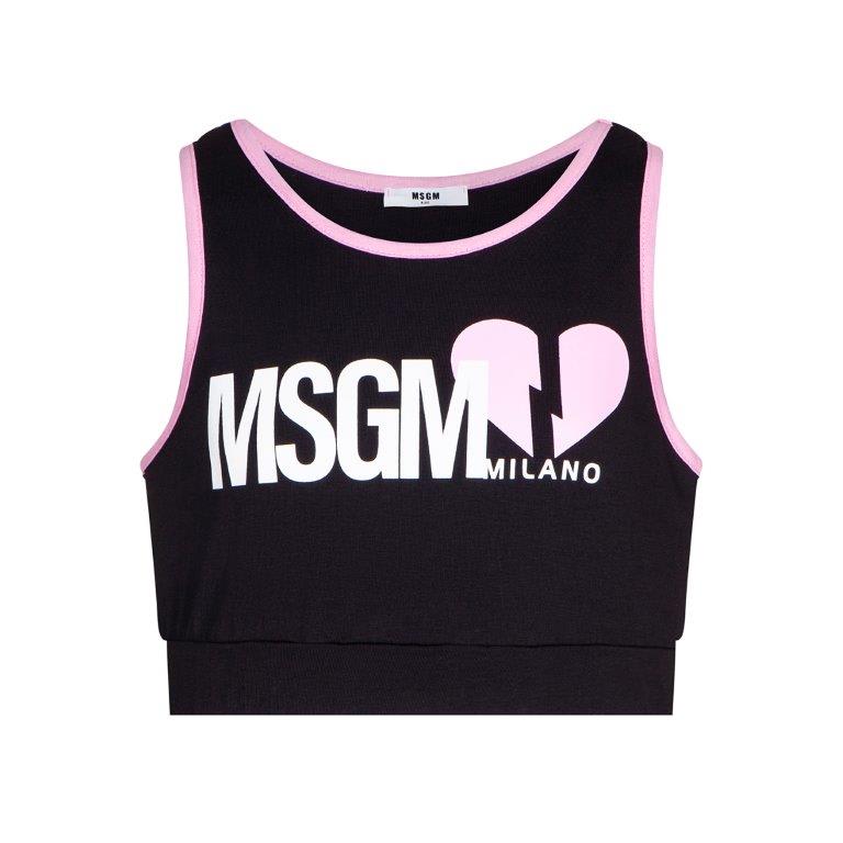 Msgm Logo-print Cropped Tank Top In Black