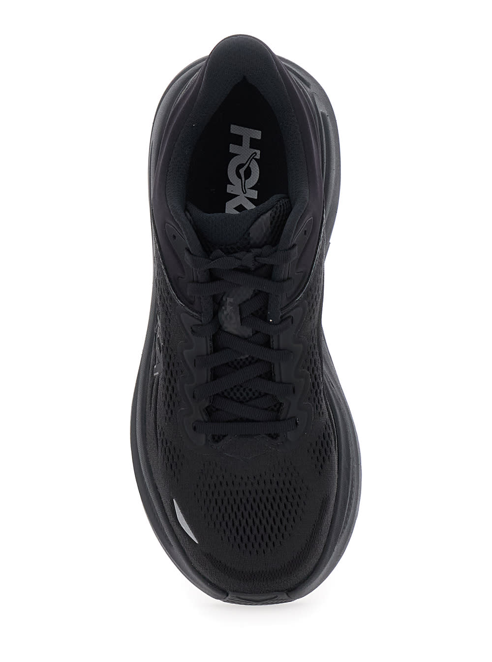 Hoka Bondi 9 Black Low Top Sneakers With Maxi Logo Lettering On The Side In Tech Fabric Unisex In Black