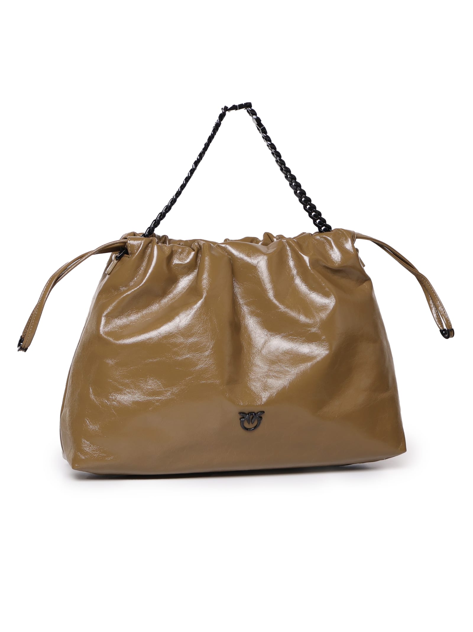 Pinko Chain Strap Maxi Shoulder Bag In Brown