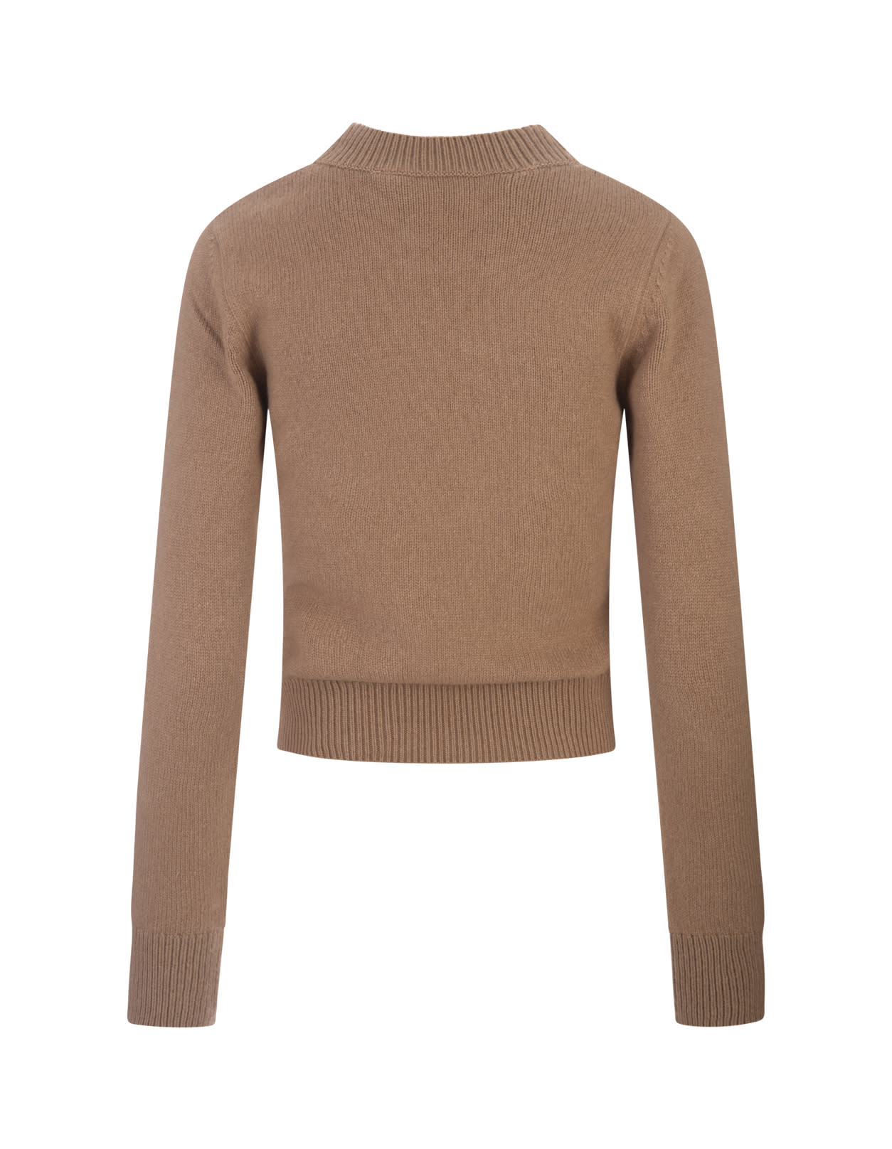 Shop Palm Angels Camel Sweater With Contrasting Logo In Brown