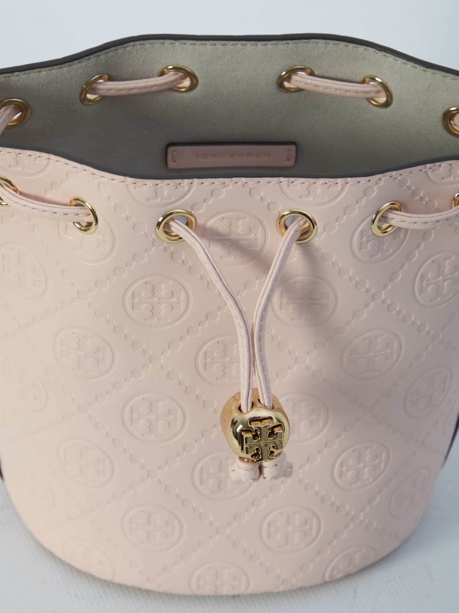 Shop Tory Burch T Monogram Mini Bucket Bag In Pink