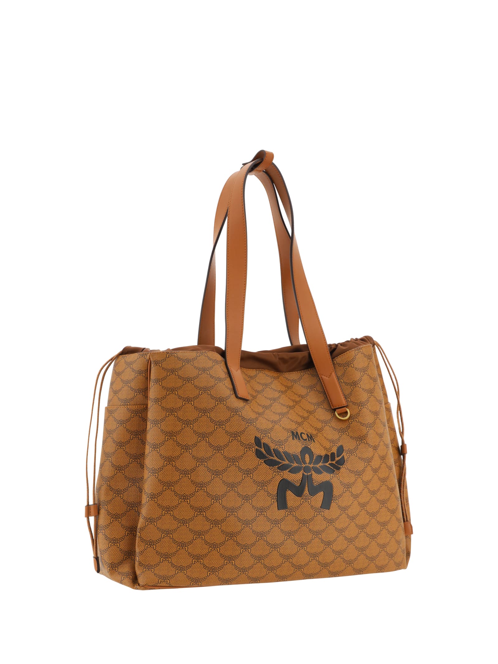 Shop Mcm Himmel Tote Shoulder Bag In Cognac