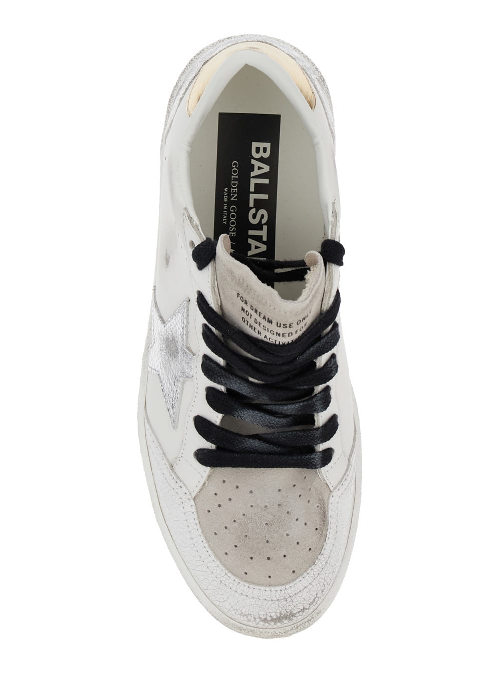 Shop Golden Goose Ballstar White Sneakers With Logo On The Side And Vintage Effect In Leather Woman