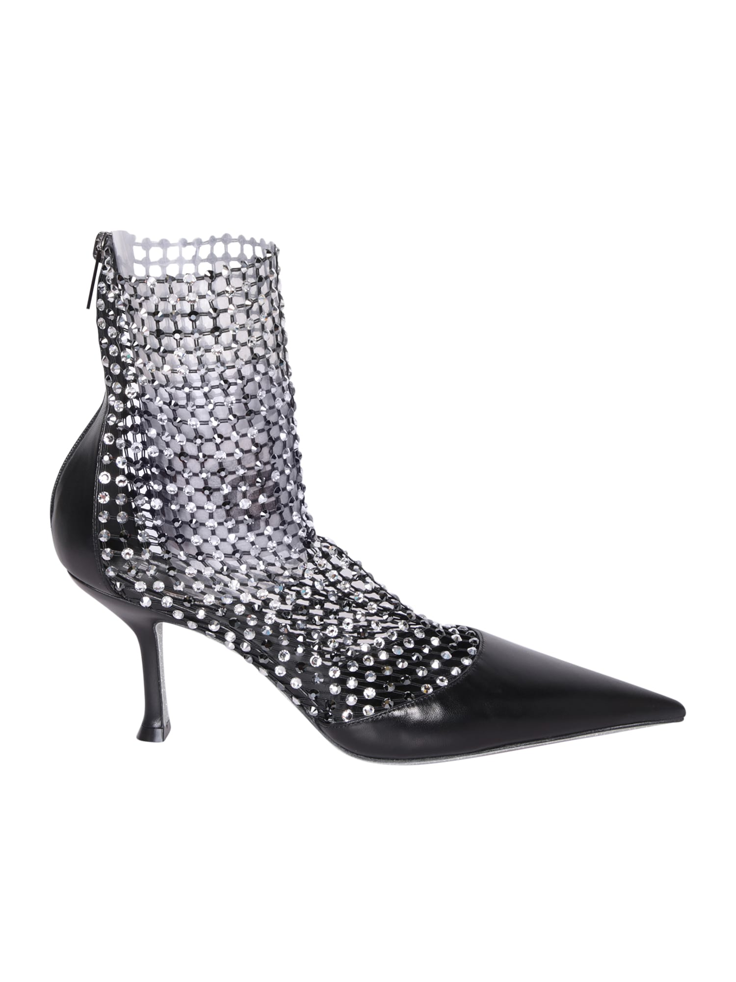 RENÉ CAOVILLA BLACK T80 MIX STRASS ANKLE BOOTS 