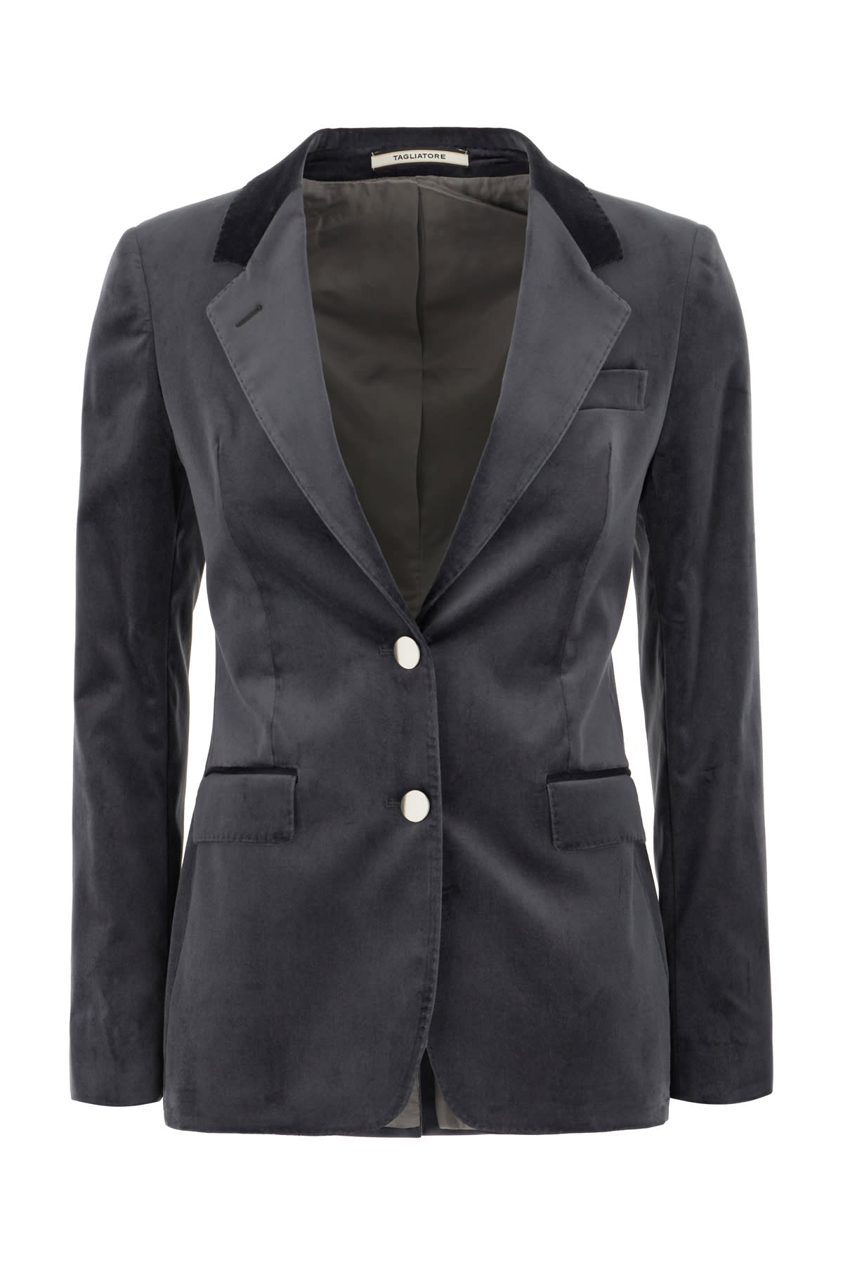 Tagliatore Dark Grey Velvet Blazer In Piombo