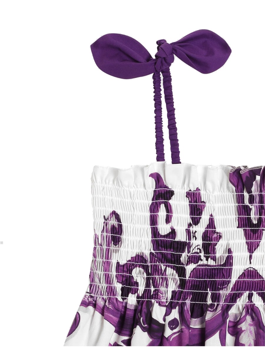 Dolce & Gabbana Girl's Majolica-print Sleeveless Poplin Dress In Multi