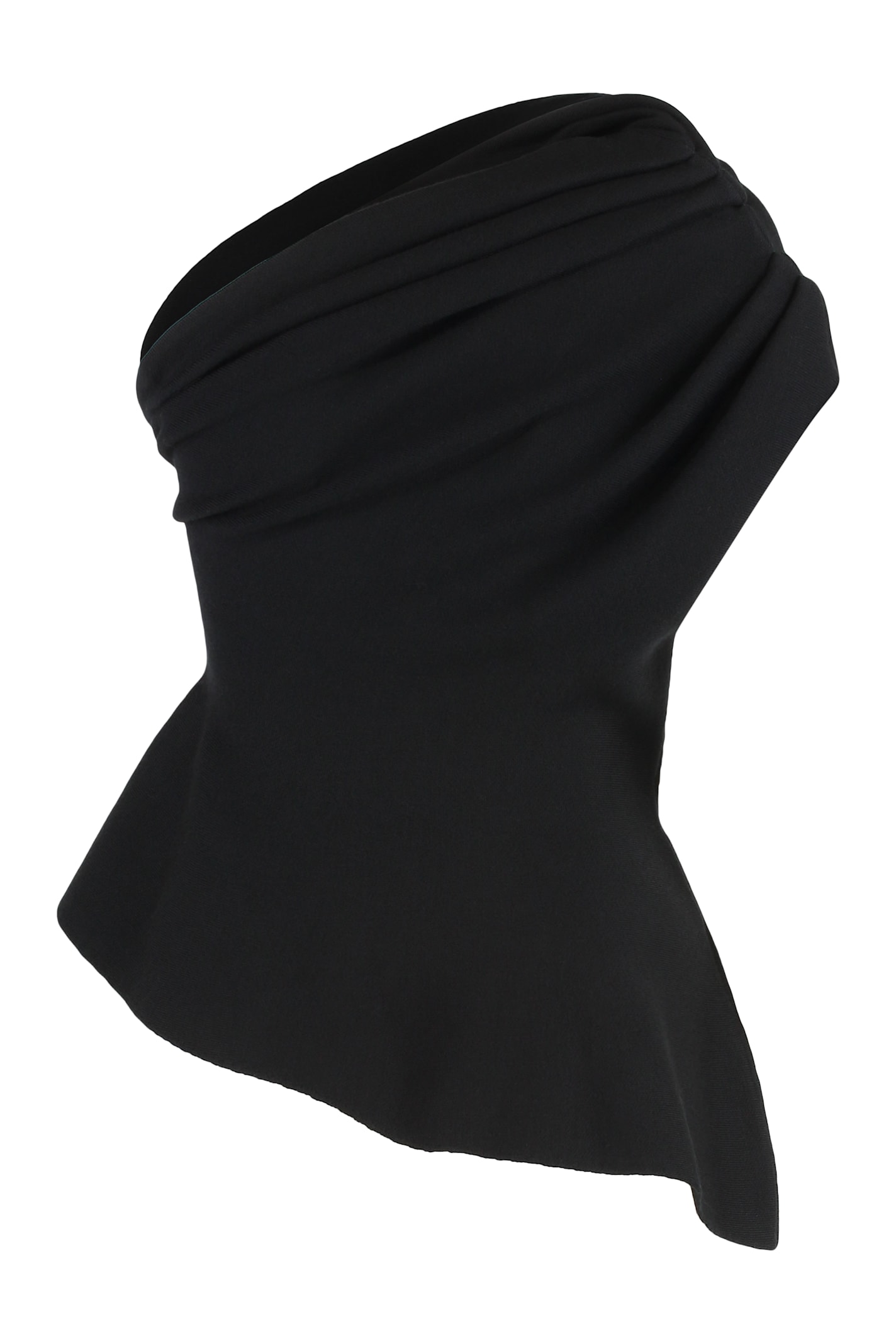 Khaite Aimee Asymmetric One-shoulder Wool-blend Peplum Top In Black
