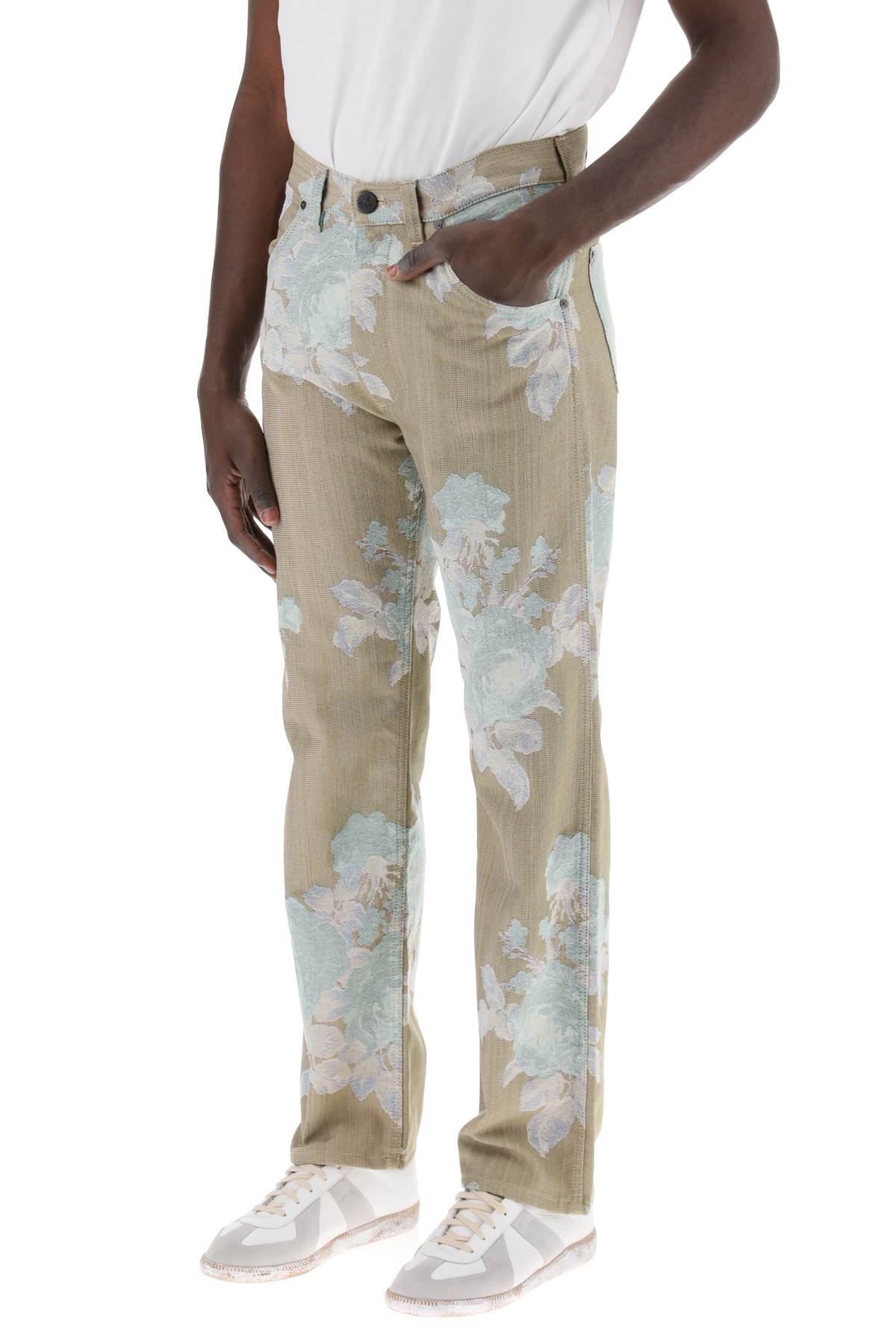 Shop Vivienne Westwood Floral Jacquard Ranch Jeans In Roses (beige)