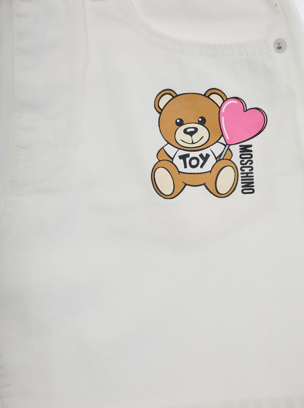 Moschino White Skirt With Teddy Bear Motif On The Front In Denim Girl In White