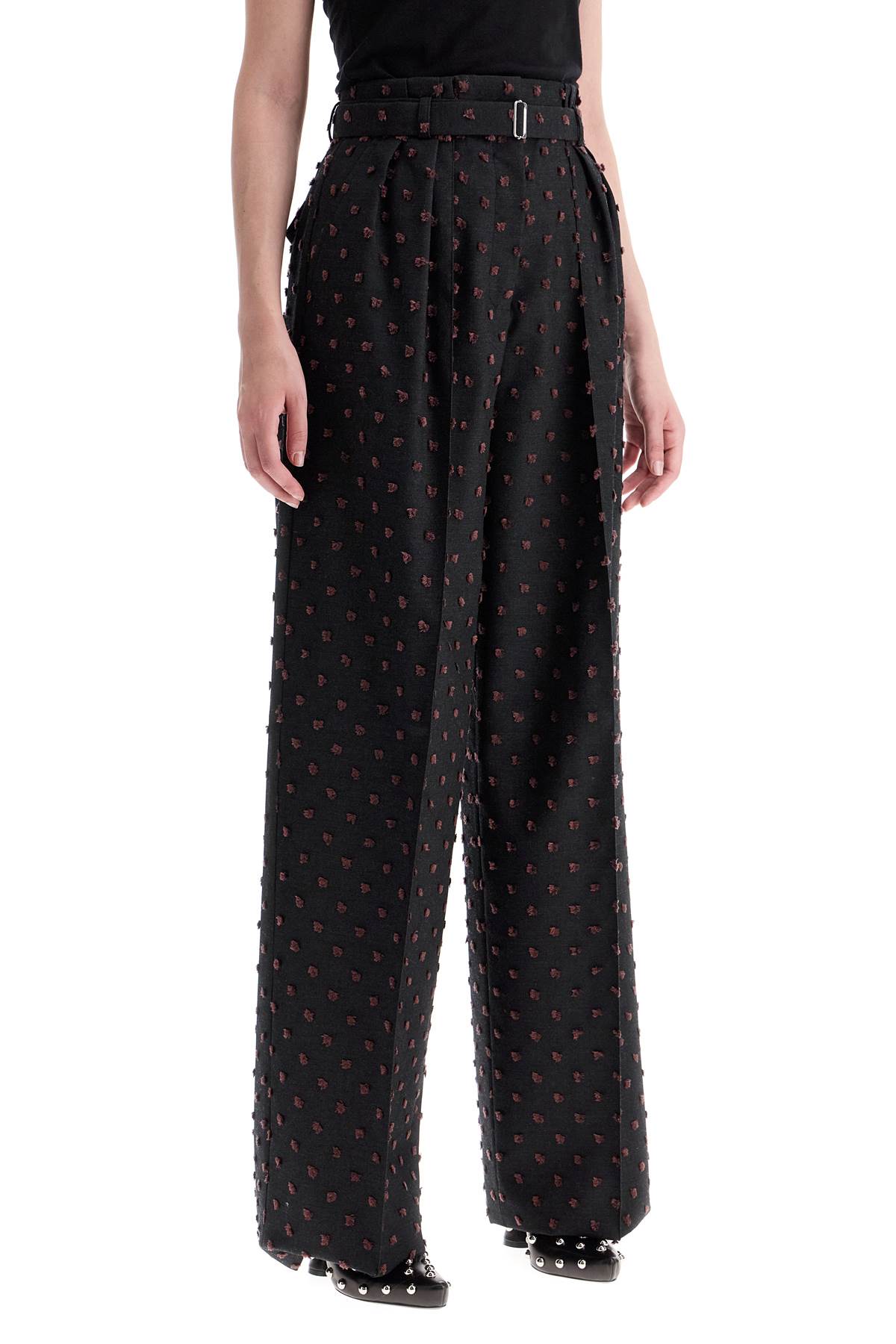 Shop Lanvin Wide Plumetis Trousers In Gris/marron Foncé (grey)