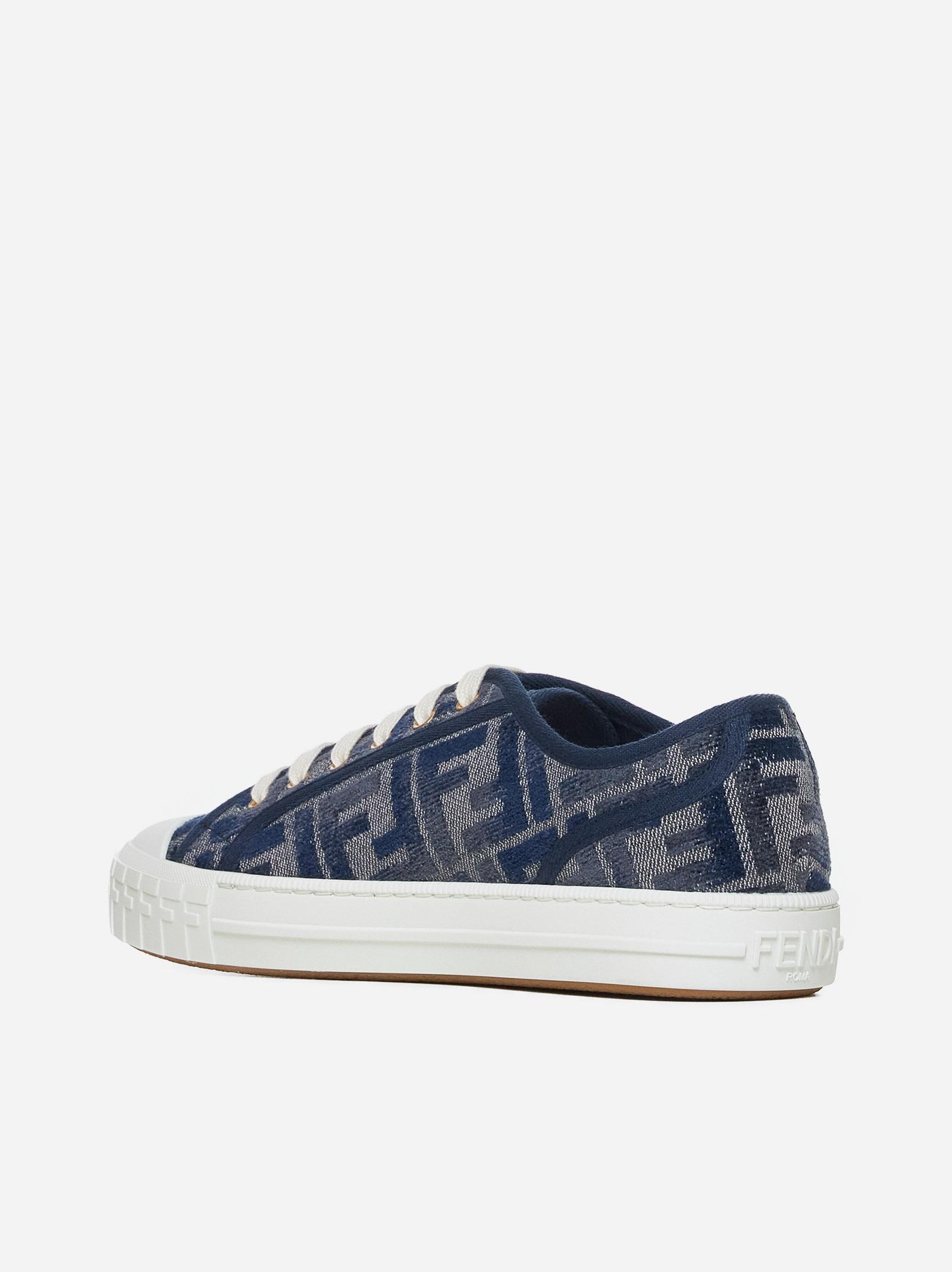 Shop Fendi Domino Ff Canvas Sneakers In Blu