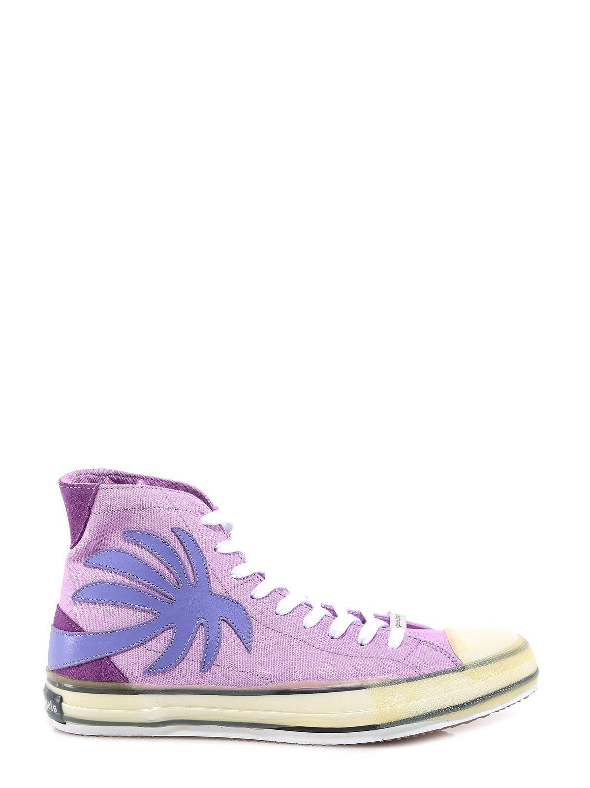 Shop Palm Angels Printed High-top Sneakers In Purple