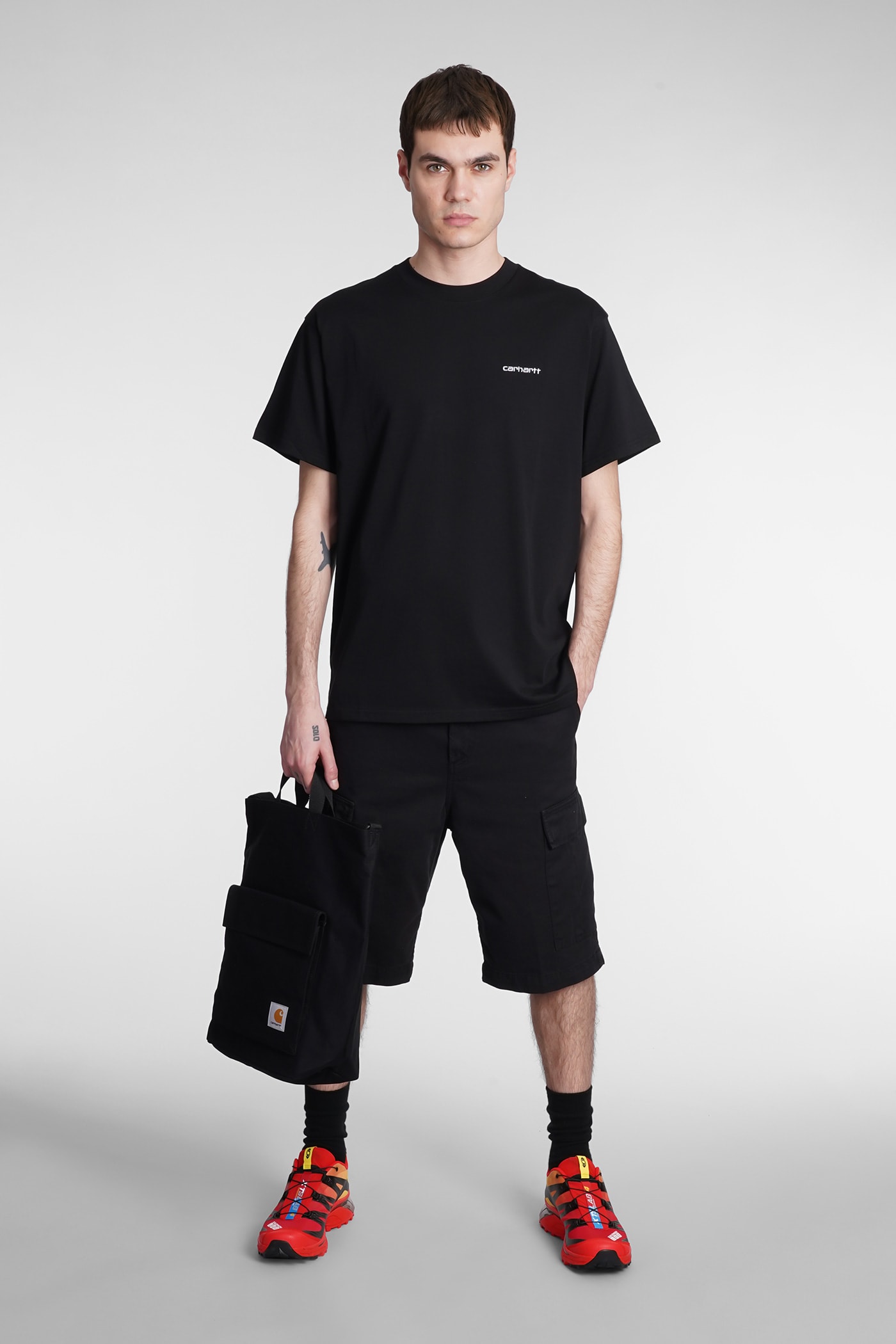 Carhartt Cotton Shorts With Patch Pockets In Black