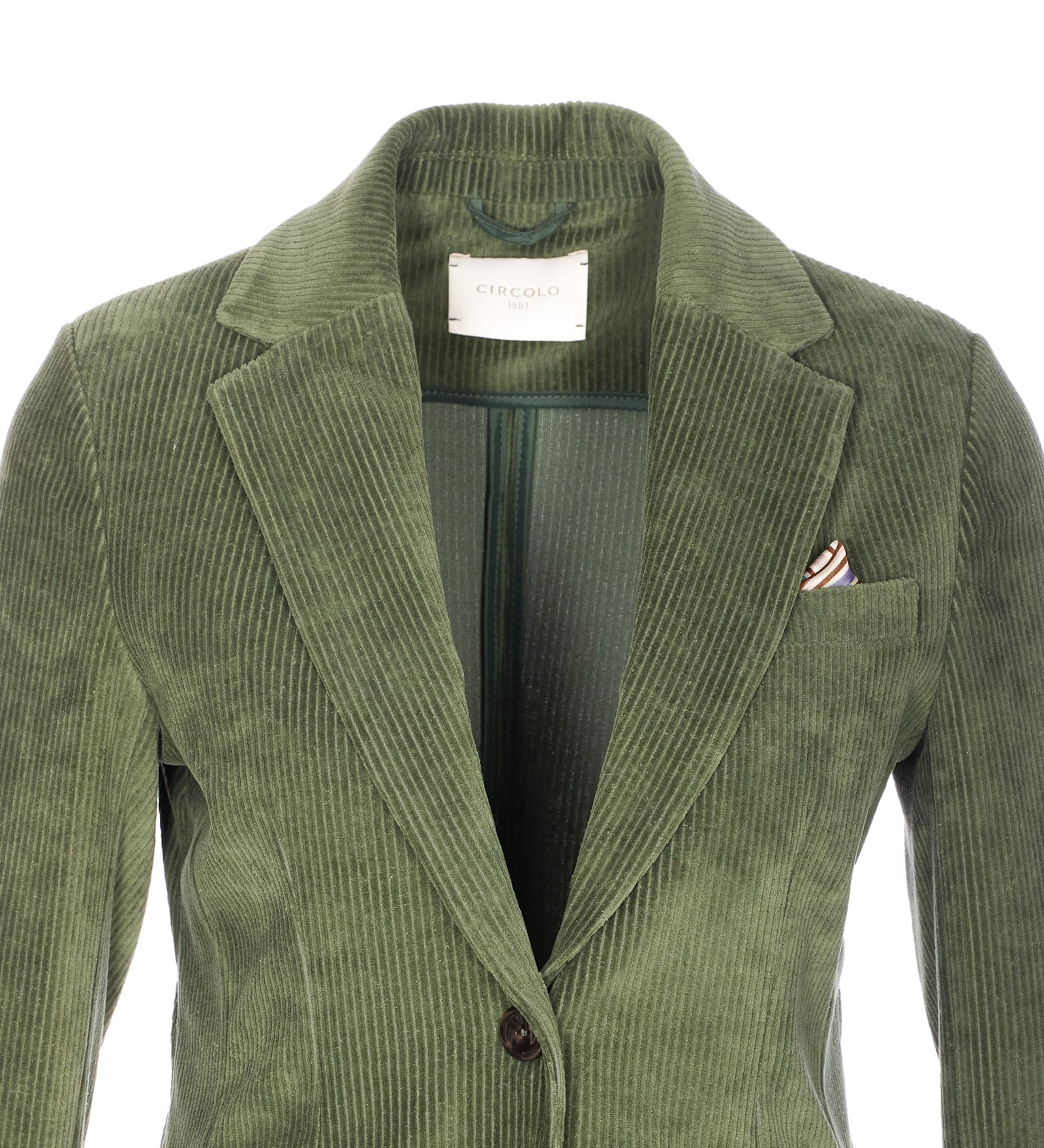 Circolo 1901 Long Sleeve Single Breasted Jacket With Pocket In Green