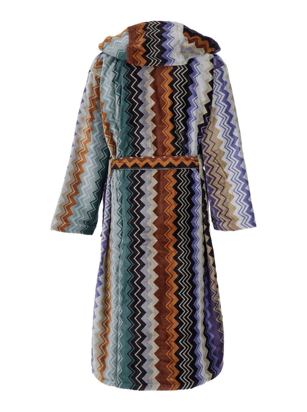 Missoni Zigzag-print Belted Hooded Bathrobe In Multicolor